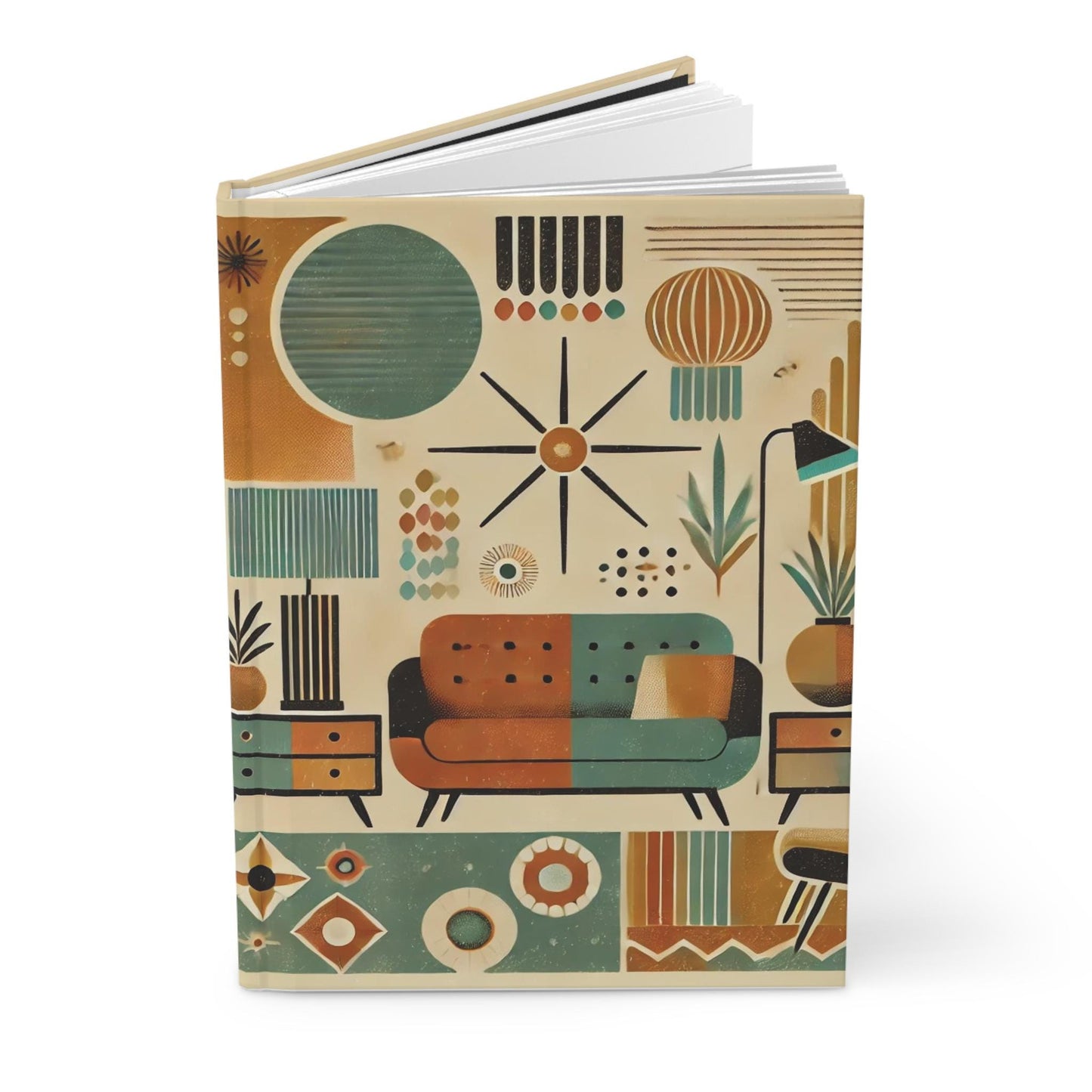 Journal Hardcover, Mid-Century Vintage Charm Notebook, Books Lovers Gift, Retro Matte Diary, Design Lovers Journal, Literature Enthusiast