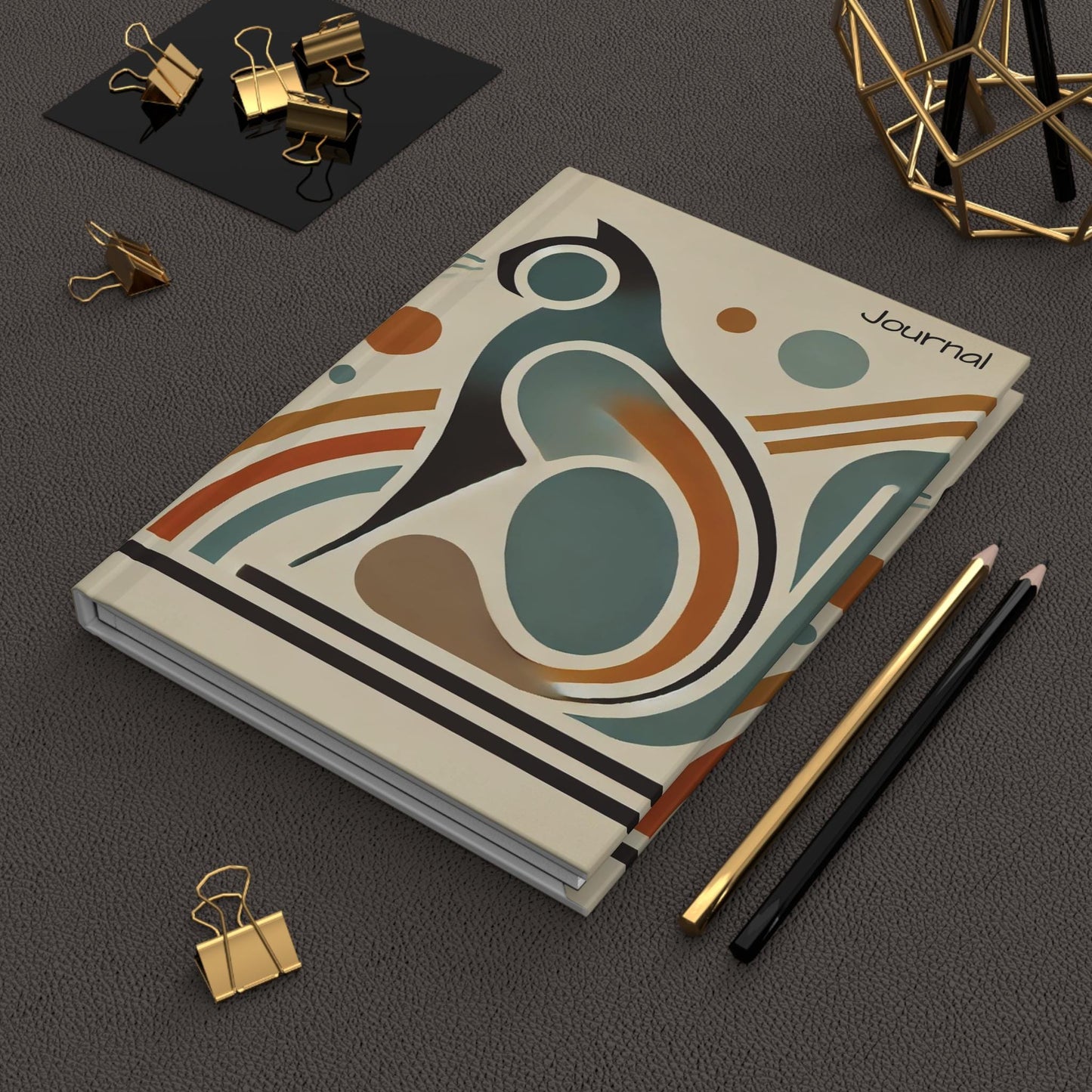 Cat Hardcover Journal, Mid-Century Vintage Charm Notebook, Books Lovers Gift, Retro Matte Diary, Cat Lovers Journal, Literature Enthusiast