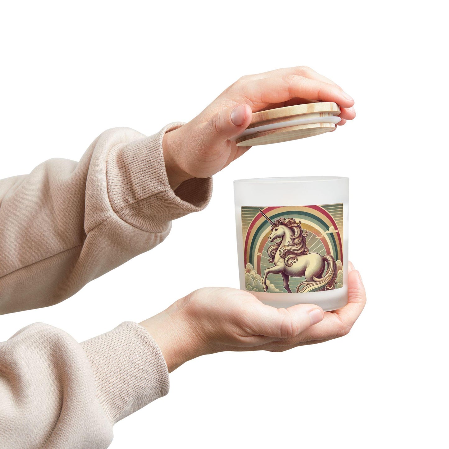 Copy of Frosted Glass Candle 11oz, Rainbow Unicorn Design, Relaxing Soy Candle, Cute Housewarming Gift, Fun Home Decor, Aromatherapy Candle