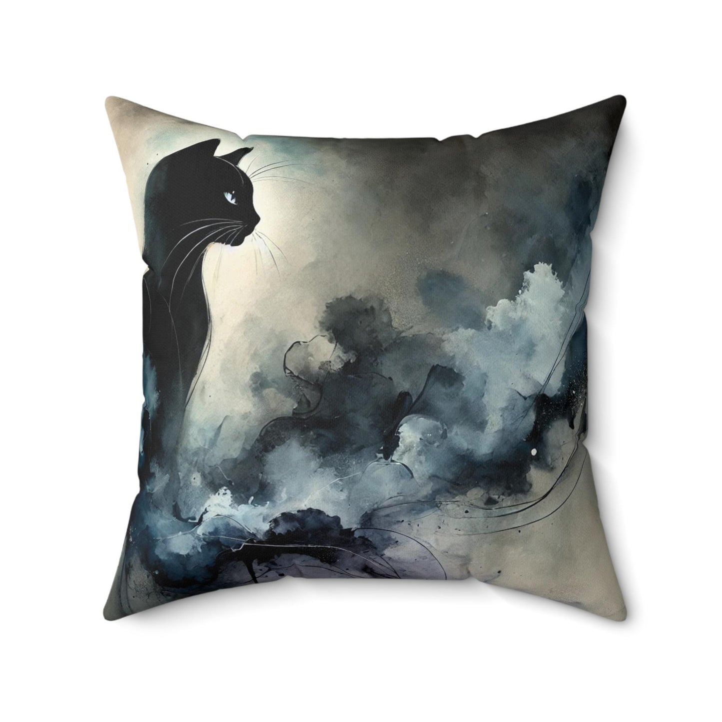 Pillow Modern Abstract Watercolor Cat Design, Unique Housewarming Gift, Soft Throw Pillow, Upscale Home Decor,  Cat Lover Birthday Present