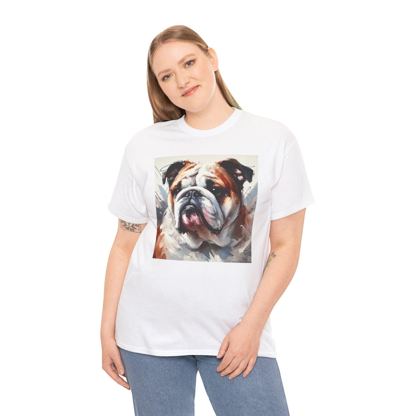 Dog Tee, Bulldog Modern Watercolor Design, Unisex LGBT Bulldog Dog Lover Gift, Gay Graphic Top, Unisex Heavy Cotton T-shirt, 7 Colors