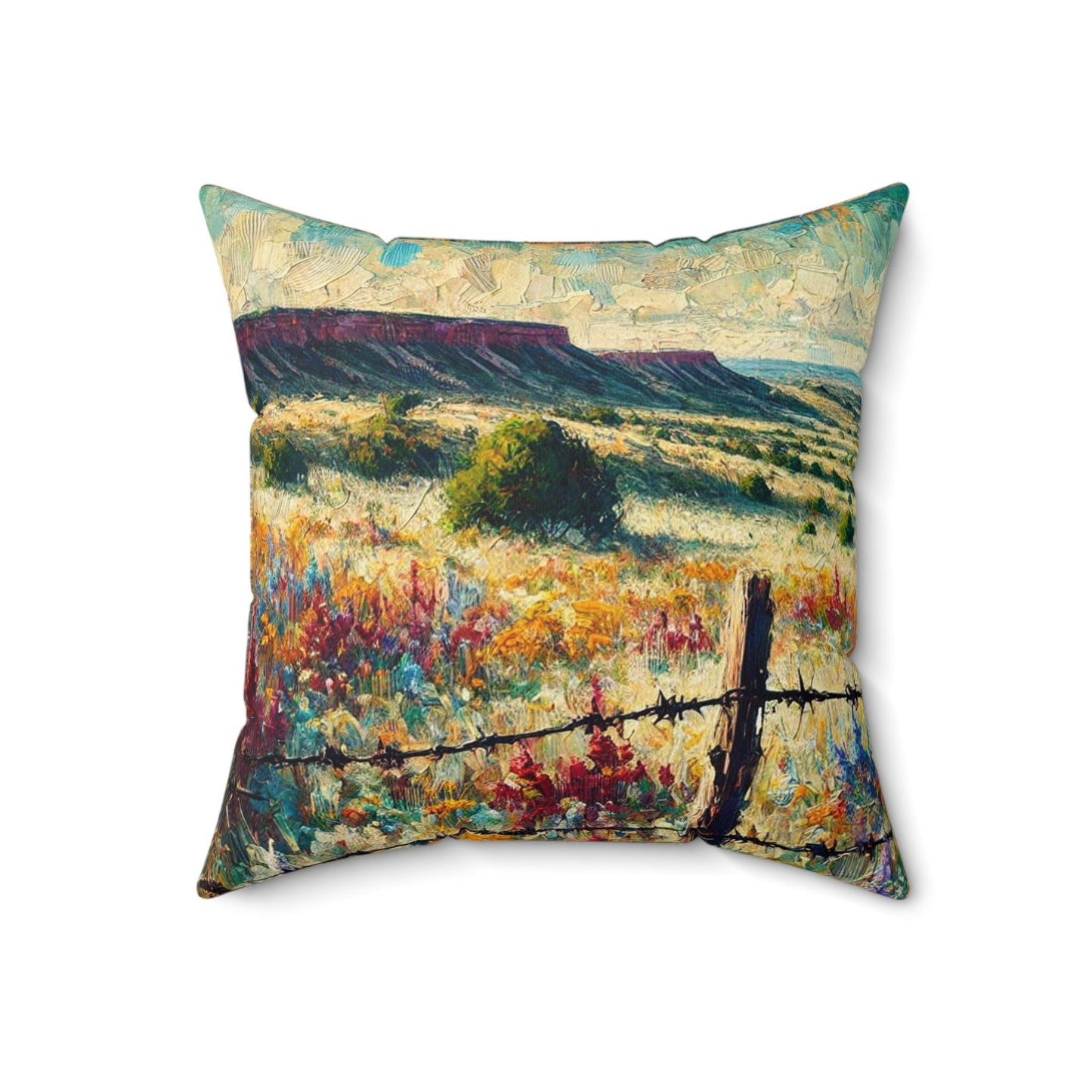 Square Pillow Modern Texas Hill Country Wildflower Design, Housewarming Gift, Rustic Charm, Soft Throw Pillow, Home Decor, Art Lover Gift