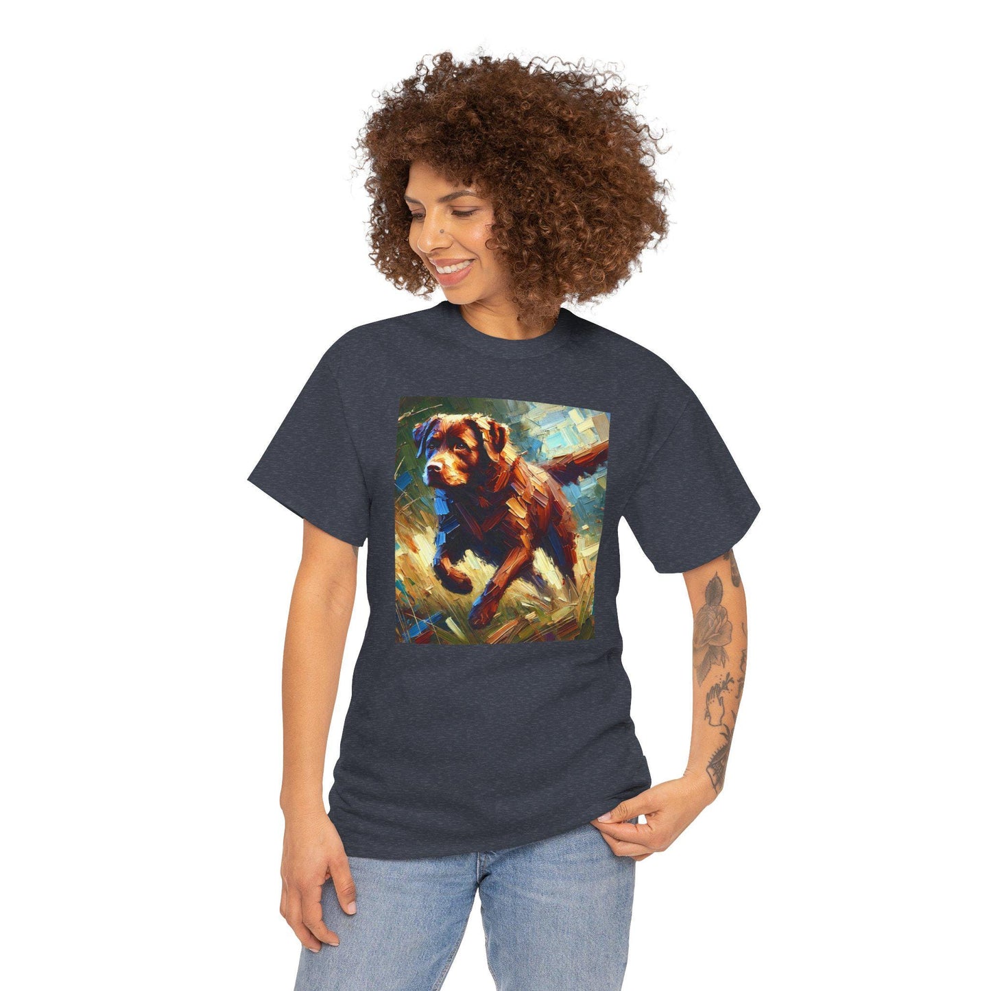 Dog Tee, Labrador Retriever Impressionist Design, Unisex LGBT Dog Lover Gift, Gay Graphic Top, Unisex Heavy Cotton T-shirt, 7 Colors 8 Sizes