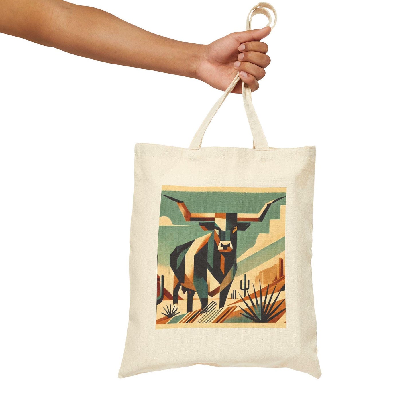 Canvas Tote Bag, Modern Southwestern Texas Longhorn Design, LGBT Eco-Friendly Bag, Queer Book Lover Gift, Reusable Shopping Bag, Gay Gift