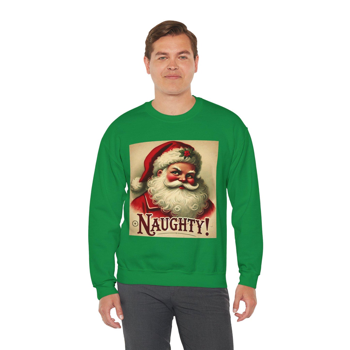 Funny Christmas Unisex Heavy Blend™ Crewneck Sweatshirt, Naughty or Nice Santa Claus, Fun Gift for Partner