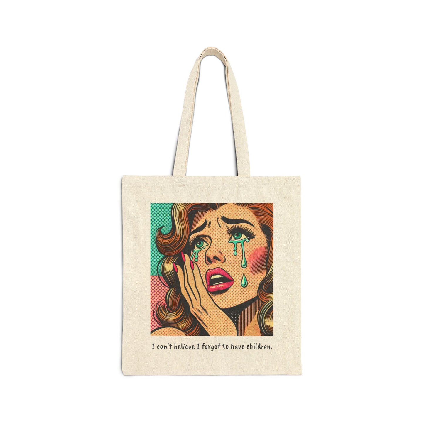 Canvas Tote Bag, Funny Pop Art Design, Durable Market Bag, Book Lover Gift, Reusable Grocery Bag, Eco-Friendly, Childless Cat Lady Gift