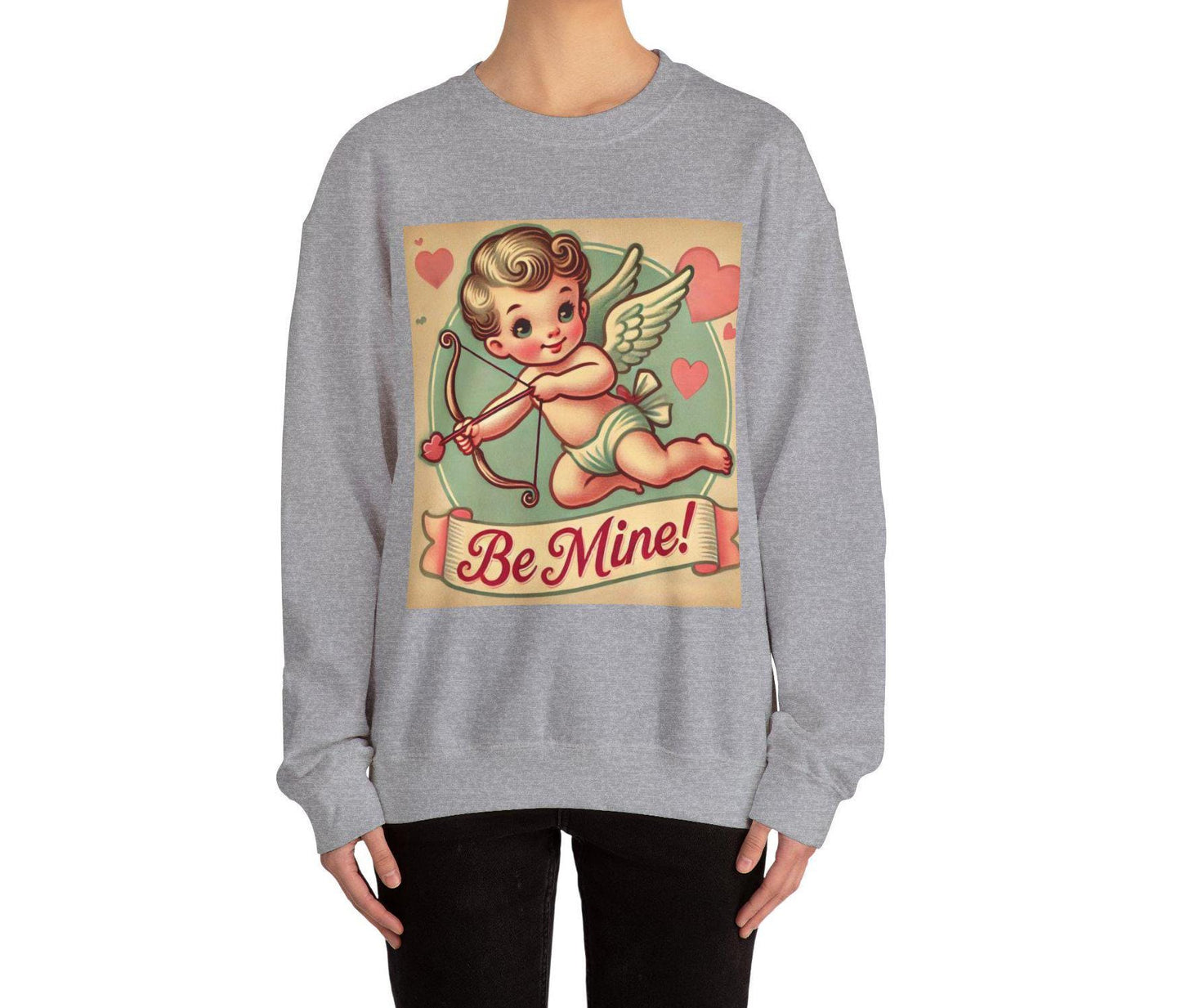 Cute Valentine's Day Cupid Unisex Heavy Blend™ Sweatshirt, Be Mine, Sweetheart Gift, Romantic Gift for Wife or Girlfriend, Valentines Gift
