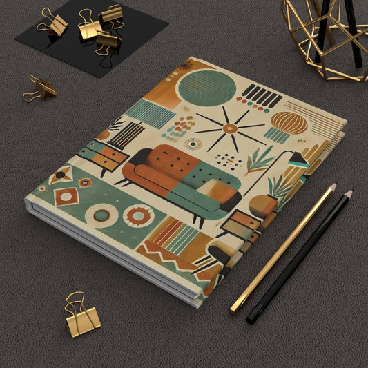 Journal Hardcover, Mid-Century Vintage Charm Notebook, Books Lovers Gift, Retro Matte Diary, Design Lovers Journal, Literature Enthusiast