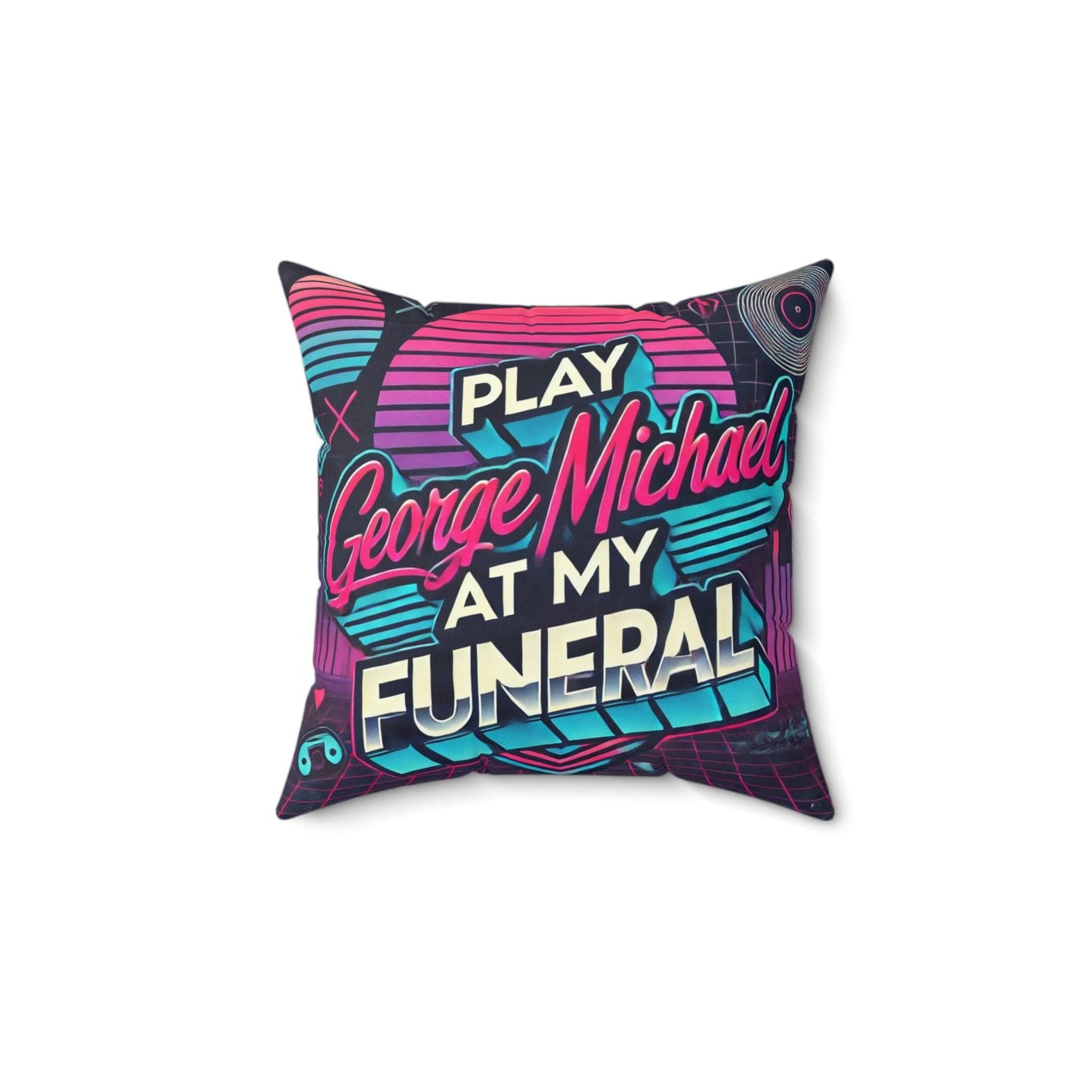 Square Pillow 1980s George Michael Design, Unique Housewarming Gift Retro Charm, Soft Throw Pillow, Fun Home Decor, Pop Music Lover Gift