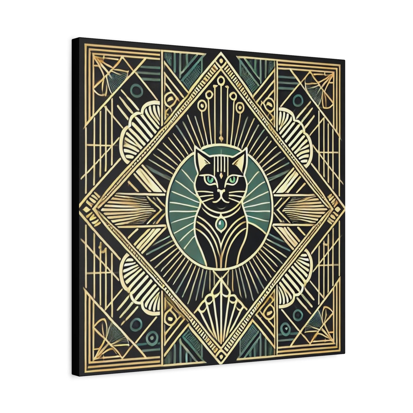Cat Canvas Print, Art Deco Design - Wall Art, Home Decor, Cat Art Lover Gift, Nature Inspired Print, Chic Wall Decor