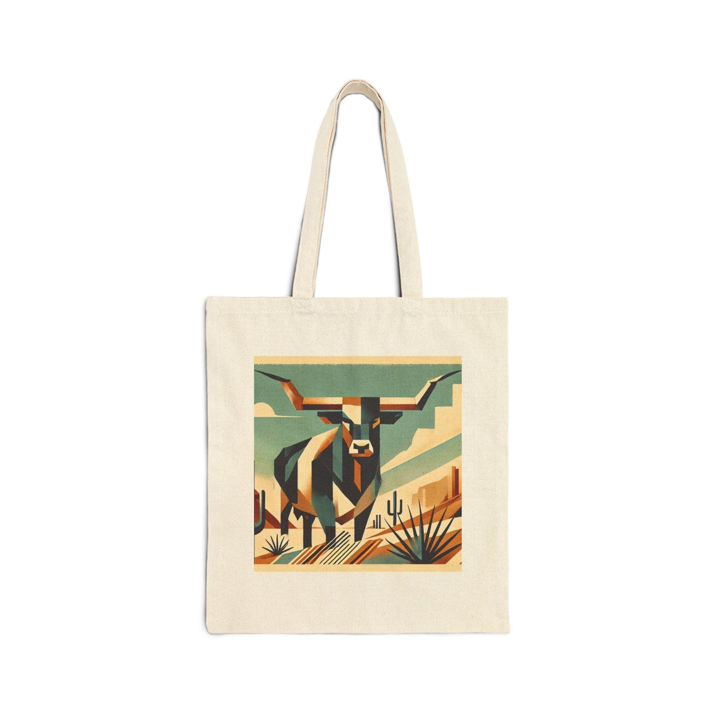 Canvas Tote Bag, Modern Southwestern Texas Longhorn Design, LGBT Eco-Friendly Bag, Queer Book Lover Gift, Reusable Shopping Bag, Gay Gift