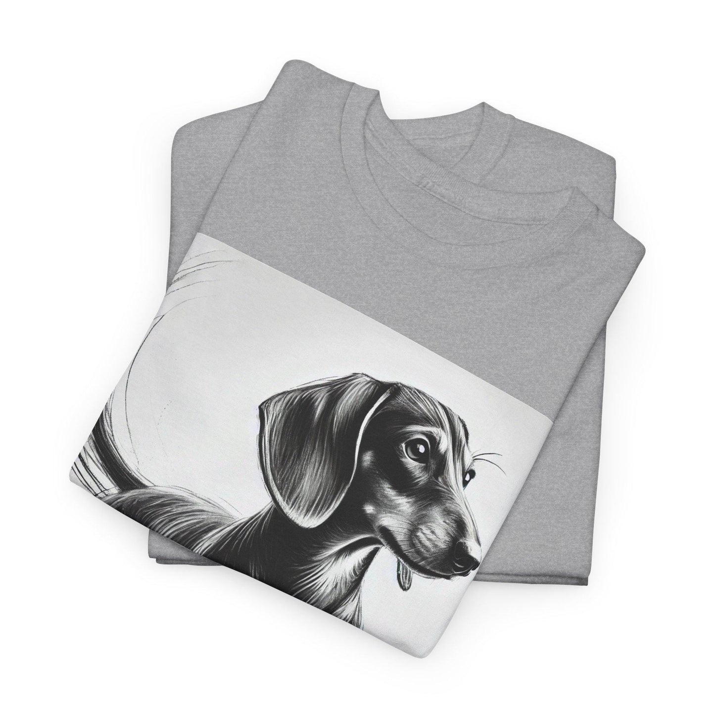 Dog Tee, Dachshund Classic Charcoal Sketch Design, Unisex LGBT Weenie Dog Lover Gift, Gay Graphic Top, Unisex Heavy Cotton T-shirt, 7 Colors