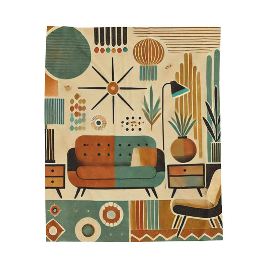 Plush Blanket, Mid-Century Modern Design, Soft Fleece Throw, Housewarming Gift, Chic Home Decor, Bauhaus Theme, Warm Bedding