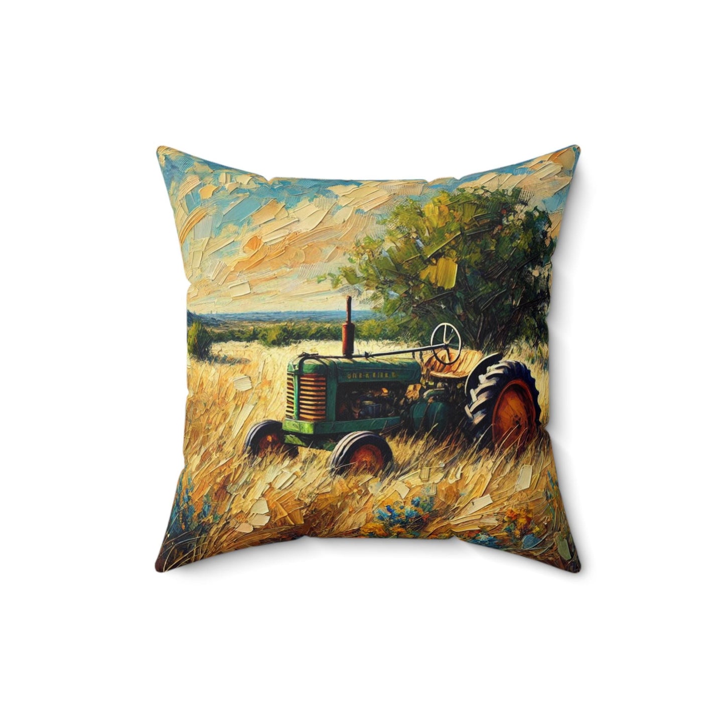 Square Pillow Modern Texas Hill Country Tractor Design, Housewarming Gift, Retro Rustic Charm, Soft Throw Pillow, Home Decor, Art Lover Gift