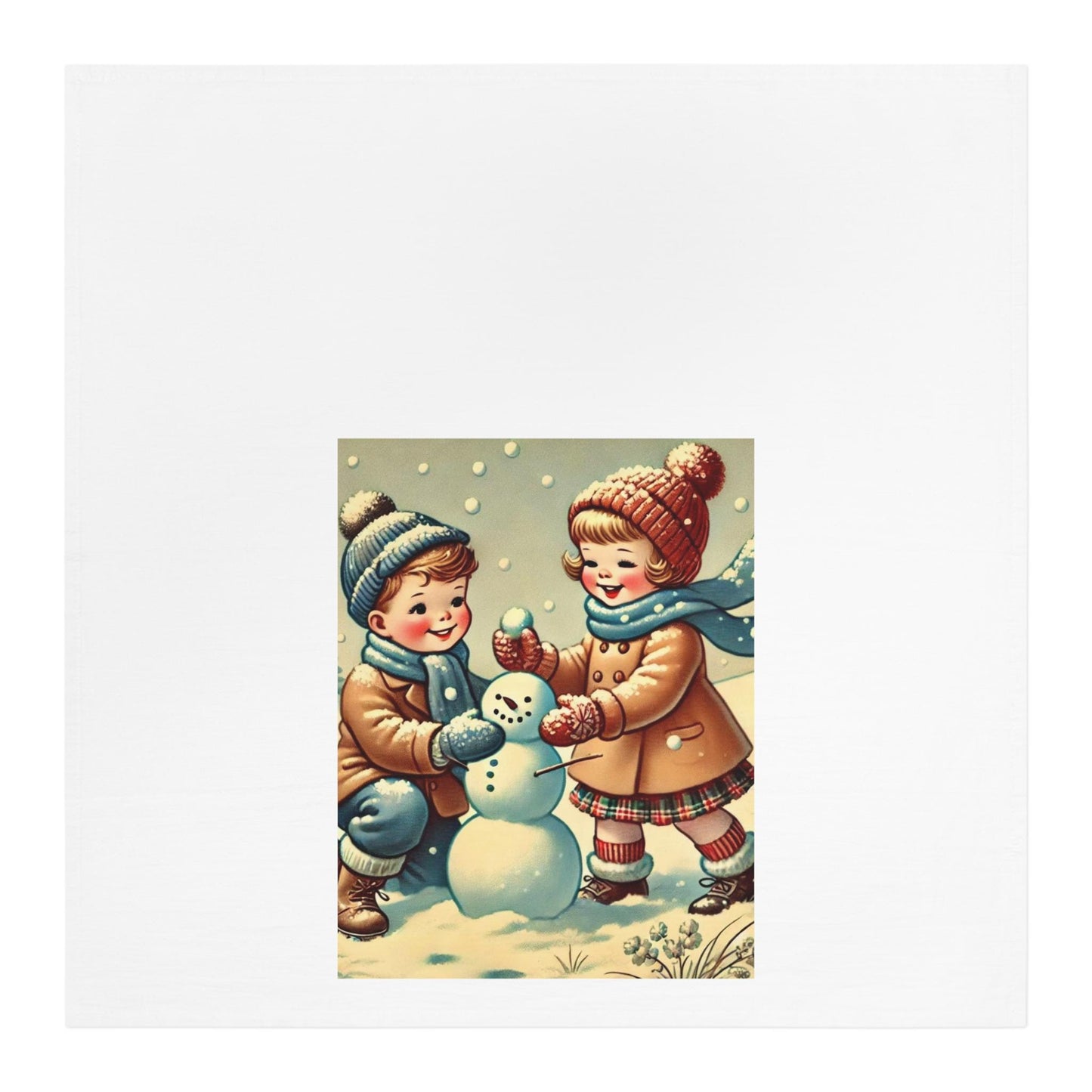 Holiday Tea Towel - Snowman, Nostalgic Decor Dish Towel, Winter Kitchen Towel, Farmhouse Tea Towel, Christmas Gift