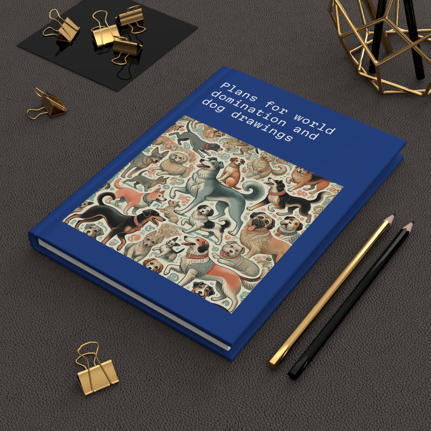 Dog Journal Hardcover - Funny Domination Vintage Design Matte Journal - Humorous Notebook, Book Lovers Gift, Retro Art Diary, Dog Lover Gift