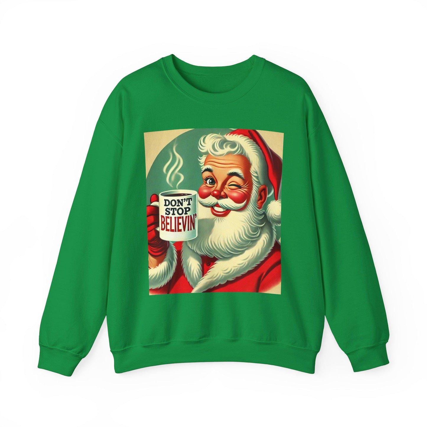 Funny Christmas Unisex Heavy Blend™ Crewneck Sweatshirt, Don't Stop Believin' Santa, Rock and Roll Gift