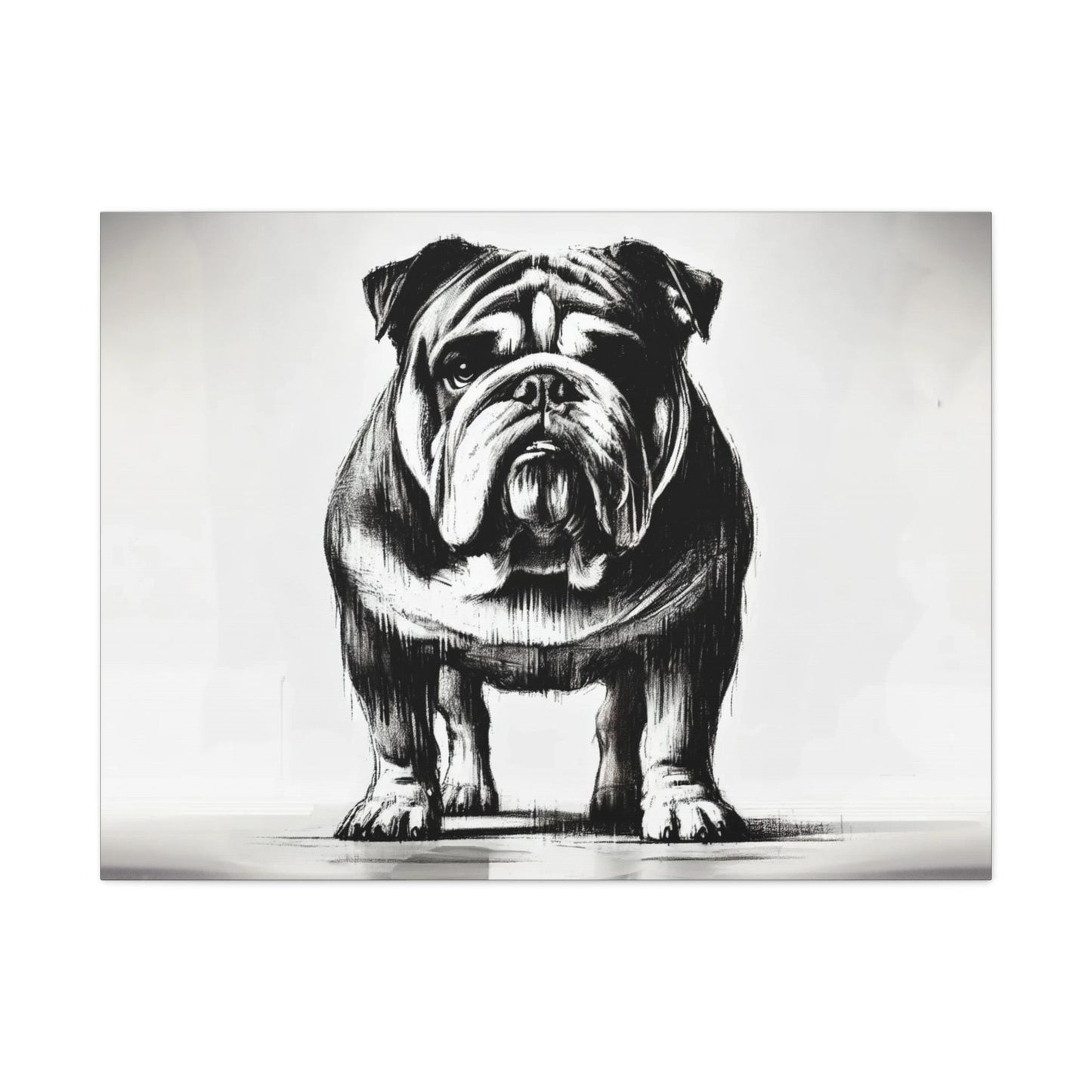 Bulldog Canvas, Original Charcoal Sketch Wall Art Home Decor, Matte Stretched Print, LGBT Housewarming Gift, Gay Bulldog Dog Lover