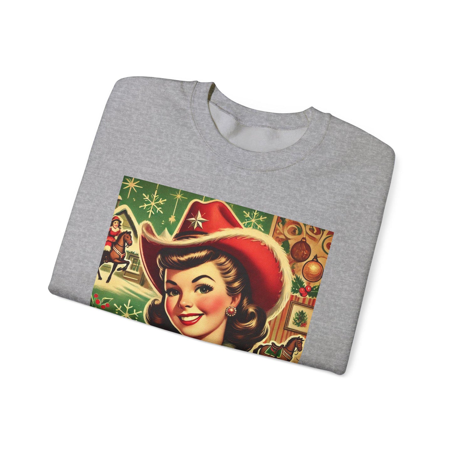 Cowgirl Mrs. Claus Unisex Heavy Blend™ Sweatshirt, Country Christmas, Cute Gift for Wife or Girlfriend, Cowboy