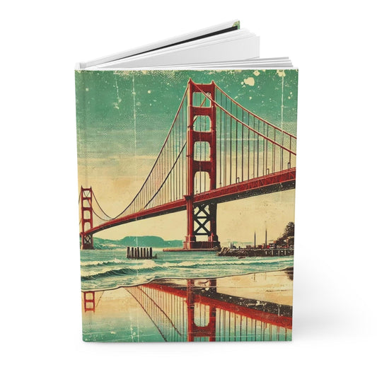 Journal San Francisco Hardcover, Vintage Charm Notebook, Books Lovers Gift, Retro Diary, Golden Gate Bridge Journal, Literature Enthusiast