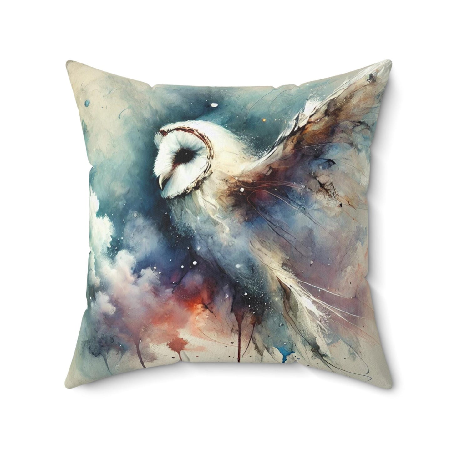 Pillow Modern Abstract Watercolor BrightOwl 1 Design, Posh Housewarming Gift, Owl Soft Throw Pillow, Ethereal Upscale Wall & Office Decor
