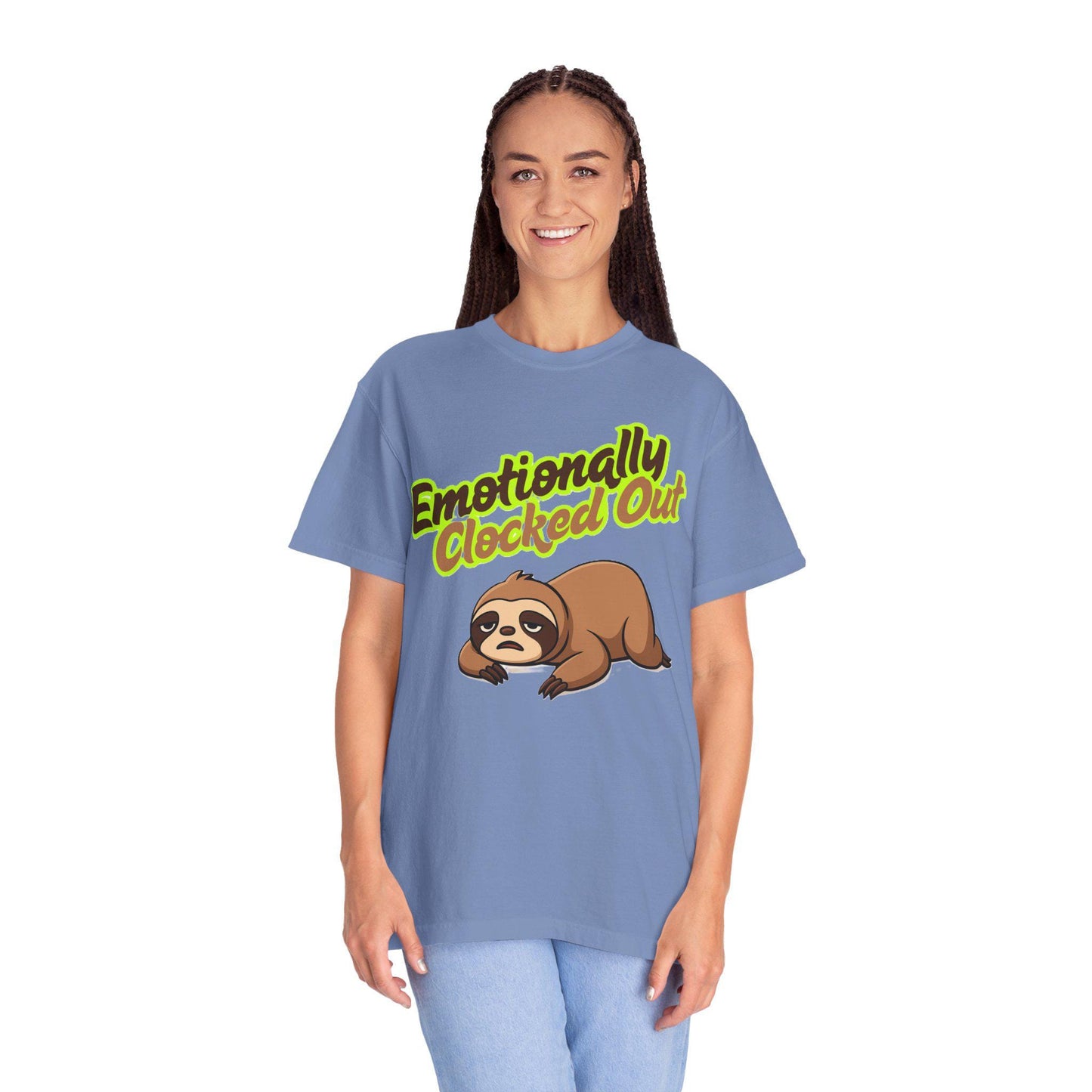 Emotionally Clocked Out Sloth T-shirt, Funny Animal Lover Tee, Unisex Vintage Style Shirt, Sarcastic Summer Accessory, I'm Over It Vibes