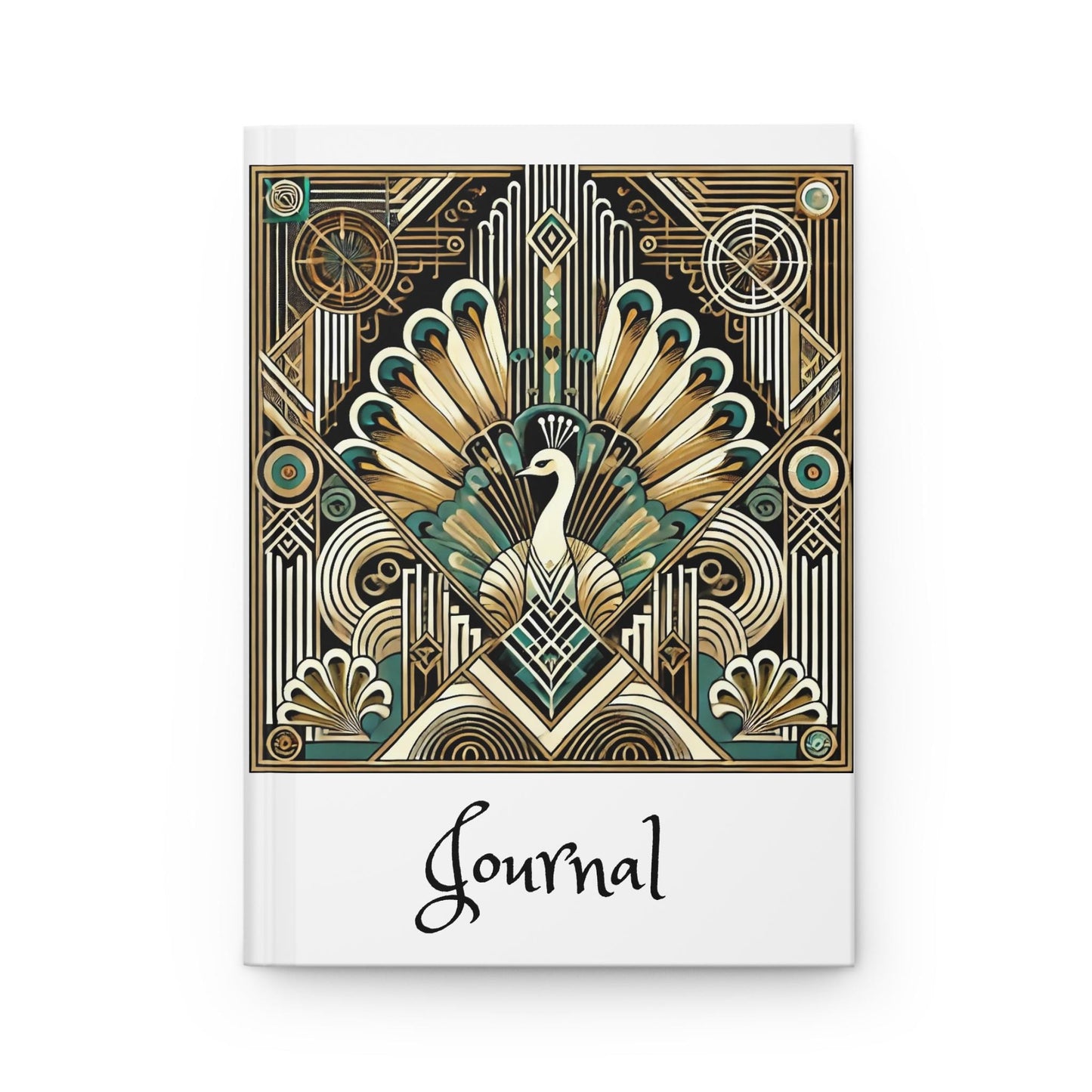 Peacock Journal Hardcover - Vintage Art Deco Design - Book Lovers Gift, Retro Diary, Nature Journal, Literature Notebook
