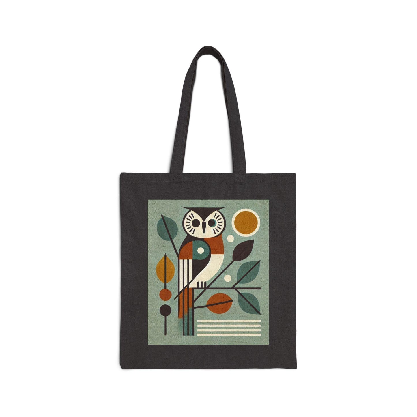 Mid-Century Modern Owl Cotton Canvas Tote Bag - Owl Lover Gift, Retro Shoulder Bag, Shopping Bag, Vintage Owl Tote, Book Lover