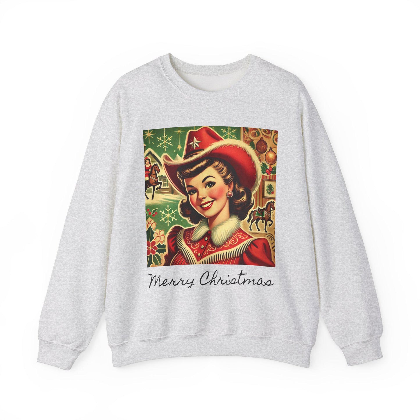 Cowgirl Mrs. Claus Unisex Heavy Blend™ Sweatshirt, Country Christmas, Cute Gift for Wife or Girlfriend, Cowboy