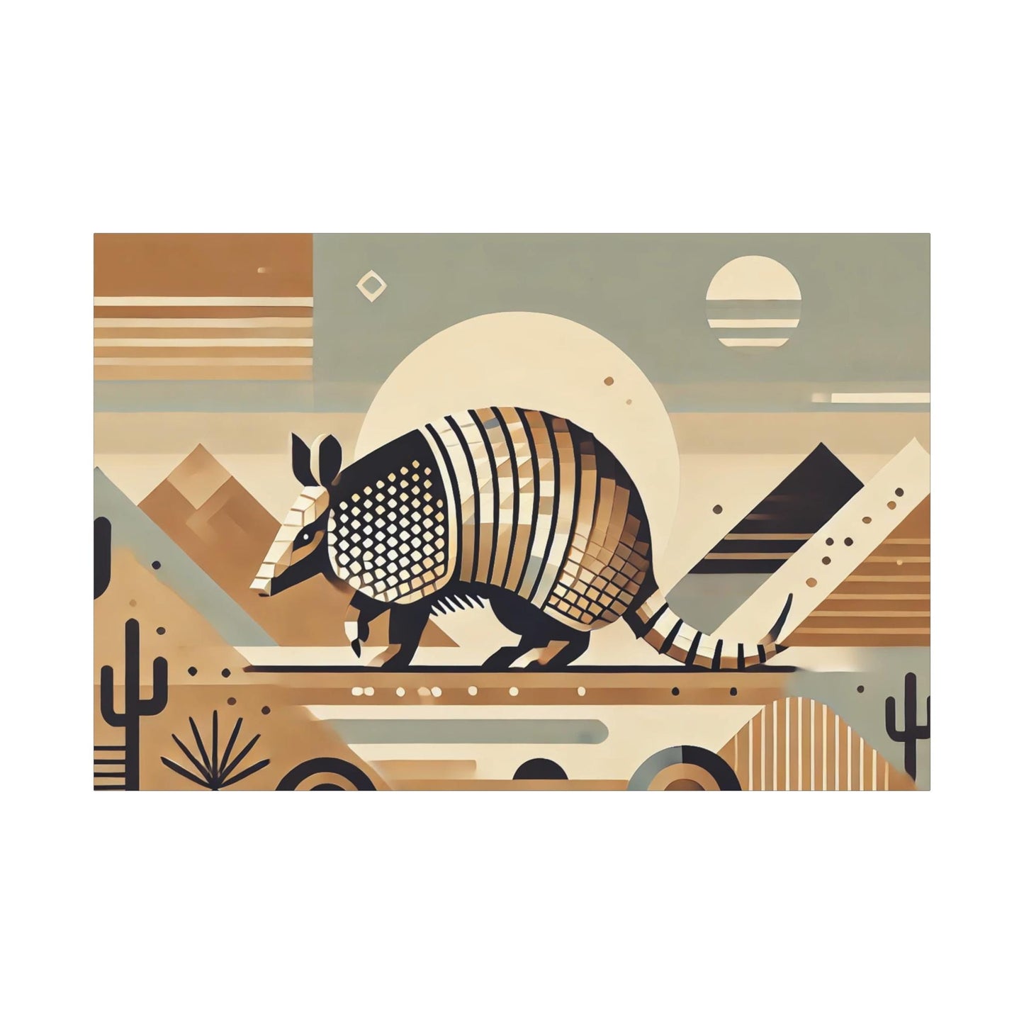 Canvas Print, Original Modern Cubist Armadillo, Matte Stretched Art, 7 Sizes, Landscape Painting, Southwestern Home & Office Wall Decor