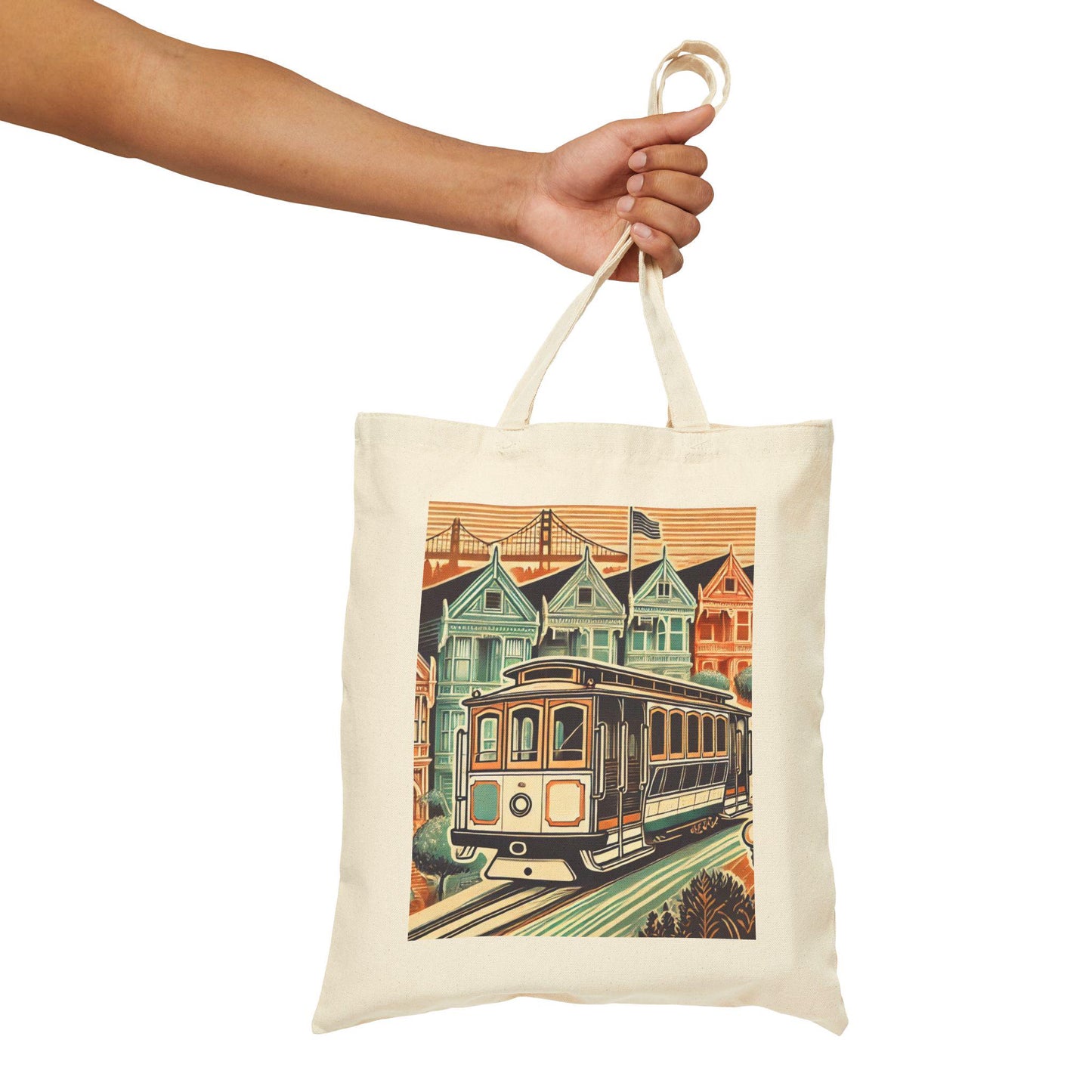 San Francisco Tote Bag, Golden Gate Bridge, Reusable Shopping Bag, Eco-Friendly Grocery Bag, Vintage Design, Travel