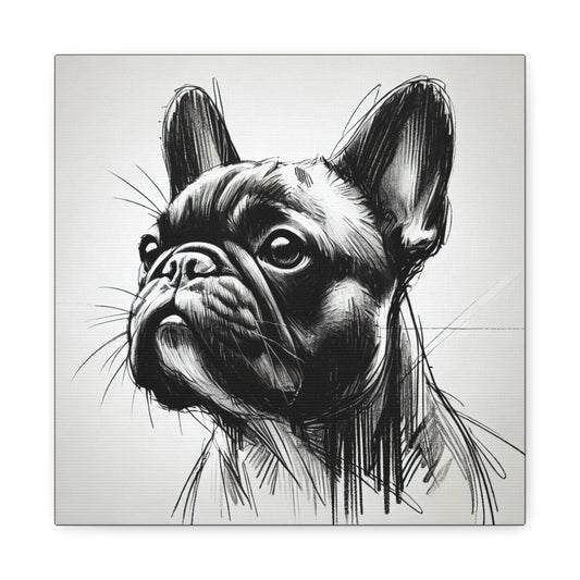 French Bulldog Matte Canvas Print, Classic Charcoal Sketch Design, Dog Wall Art, Modern Queer Decor, LGBT Housewarming Gift, Gay Dog Lover