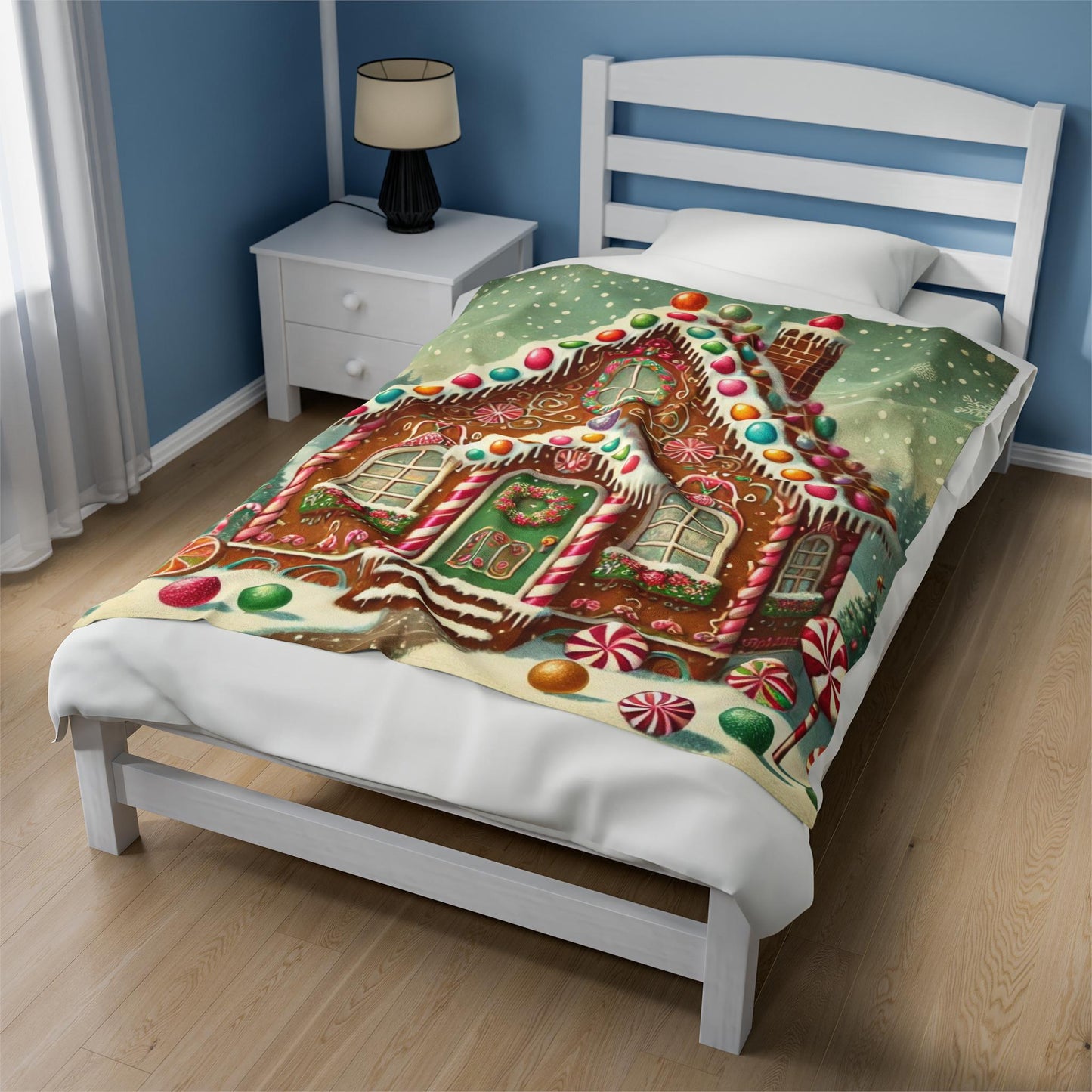 Plush Blanket, Gingerbread House Design, Soft Fleece Throw, Housewarming Gift, Holiday Home Decor, Christmas Theme, Warm Bedding