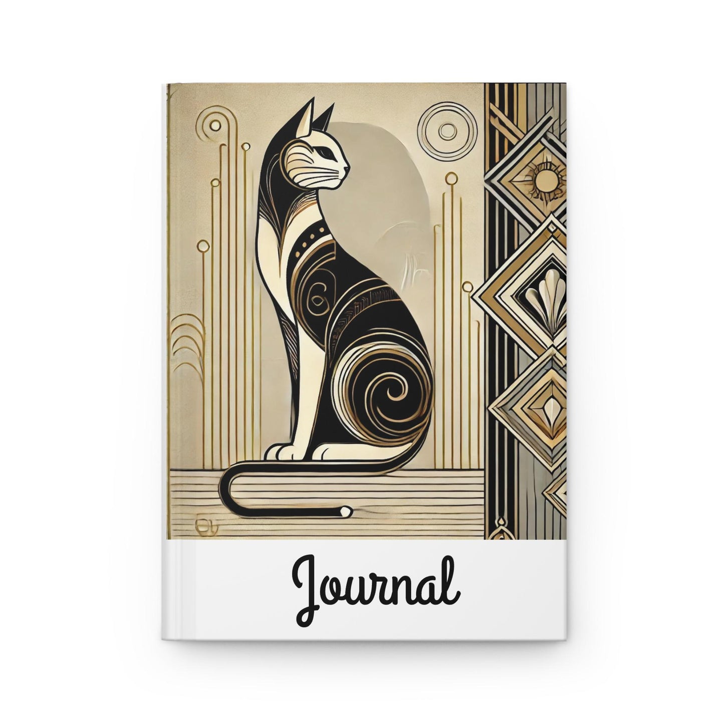 Cat Journal Hardcover - Vintage Art Deco Design - Book Lovers Gift, Retro Diary, Nature Journal, Literature Notebook