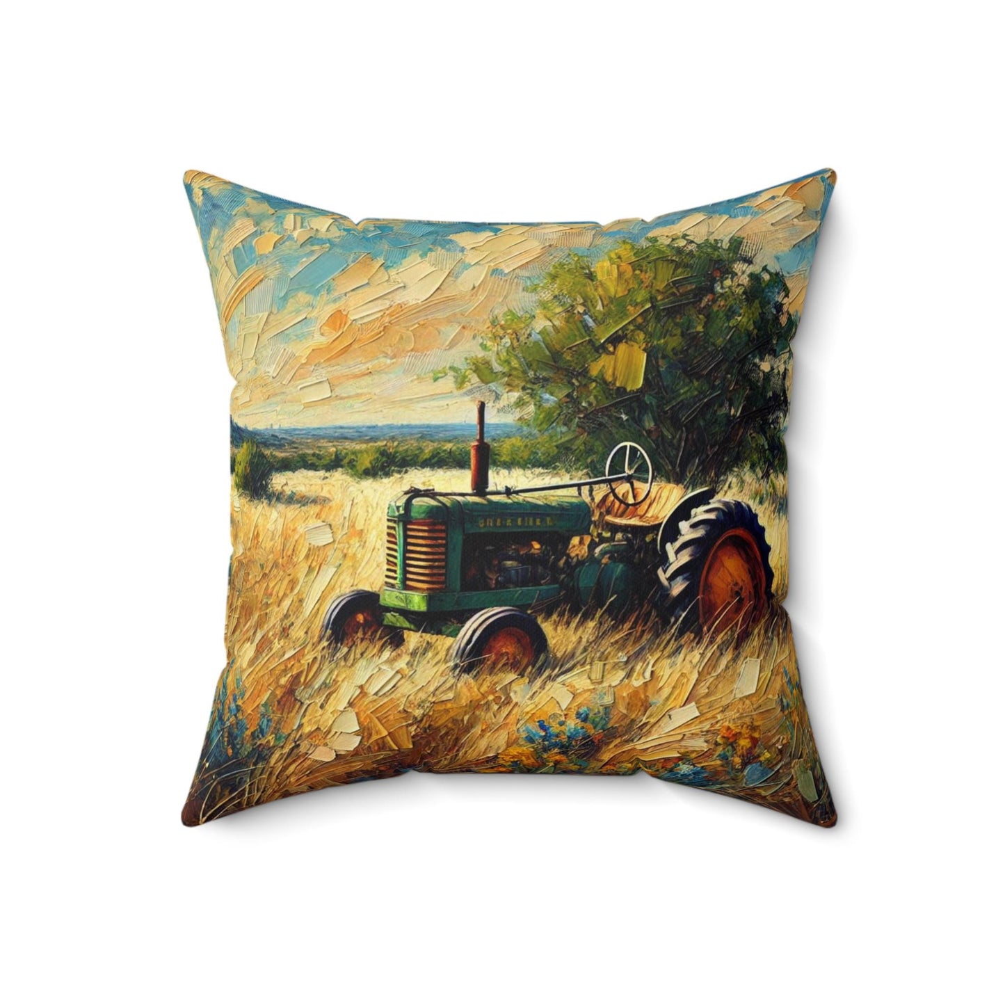 Square Pillow Modern Texas Hill Country Tractor Design, Housewarming Gift, Retro Rustic Charm, Soft Throw Pillow, Home Decor, Art Lover Gift