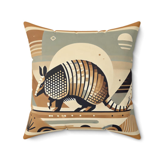 Square Pillow Modern Southwestern Armadillo Design, Housewarming Gift, Retro Charm, Soft Throw Pillow, Home Decor, Animal Lover Gift