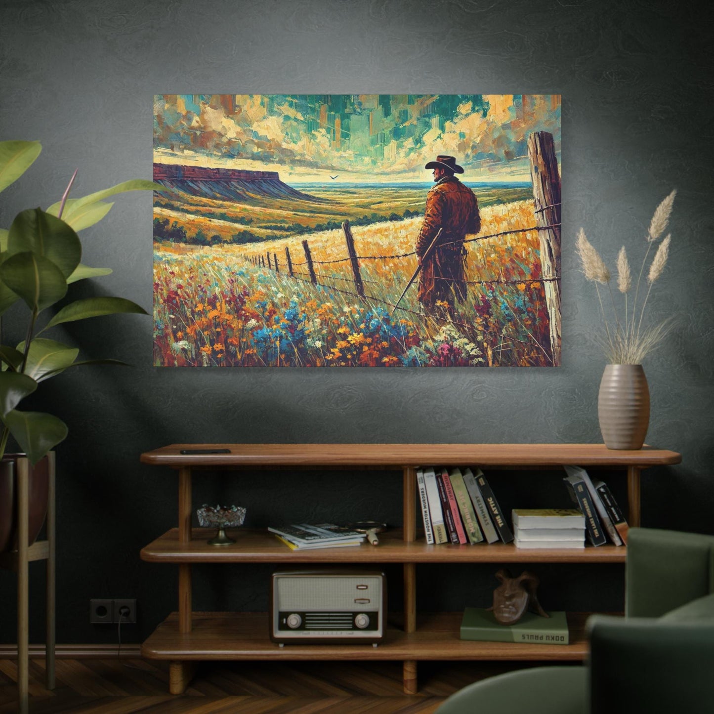 Original Impressionist Hill Country Canvas Print, Matte Stretched Art, 7 Sizes Available, Wall Decor, Landscape Painting, Home Office Decor