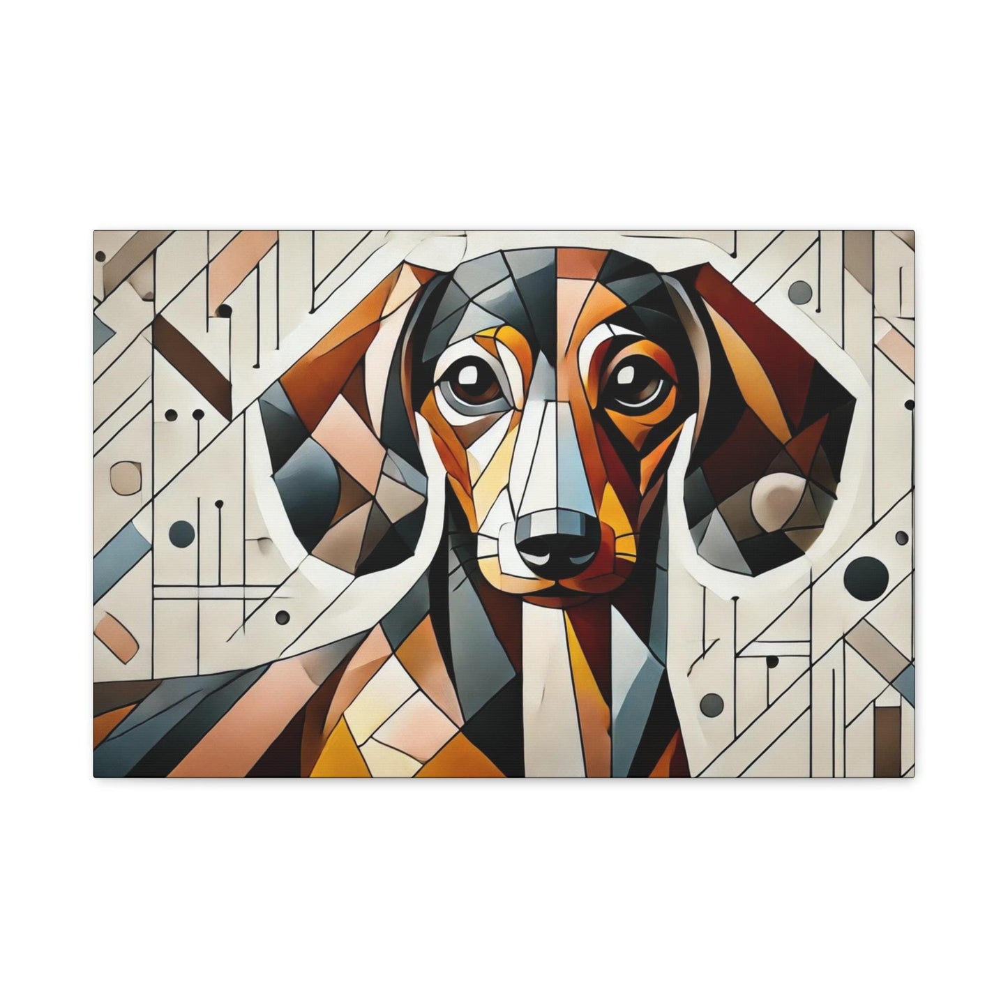 Canvas Print Dachshund Modern Cubist Portrait, LGBT Housewarming Gift, Gay Weiner Dog Lover, Unique Matte Stretched Wall Art, 7 Sizes