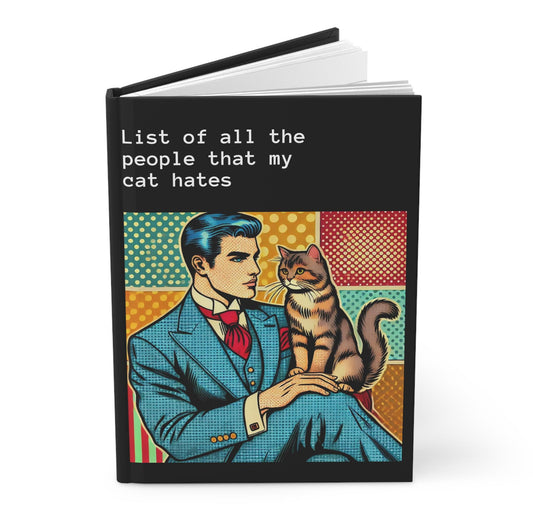 Cat Journal Hardcover - Funny Vintage Pop Art Matte Journal - Humorous Notebook, Book Lover Gift, Retro Art Diary, LGBT Cat Lover Gift