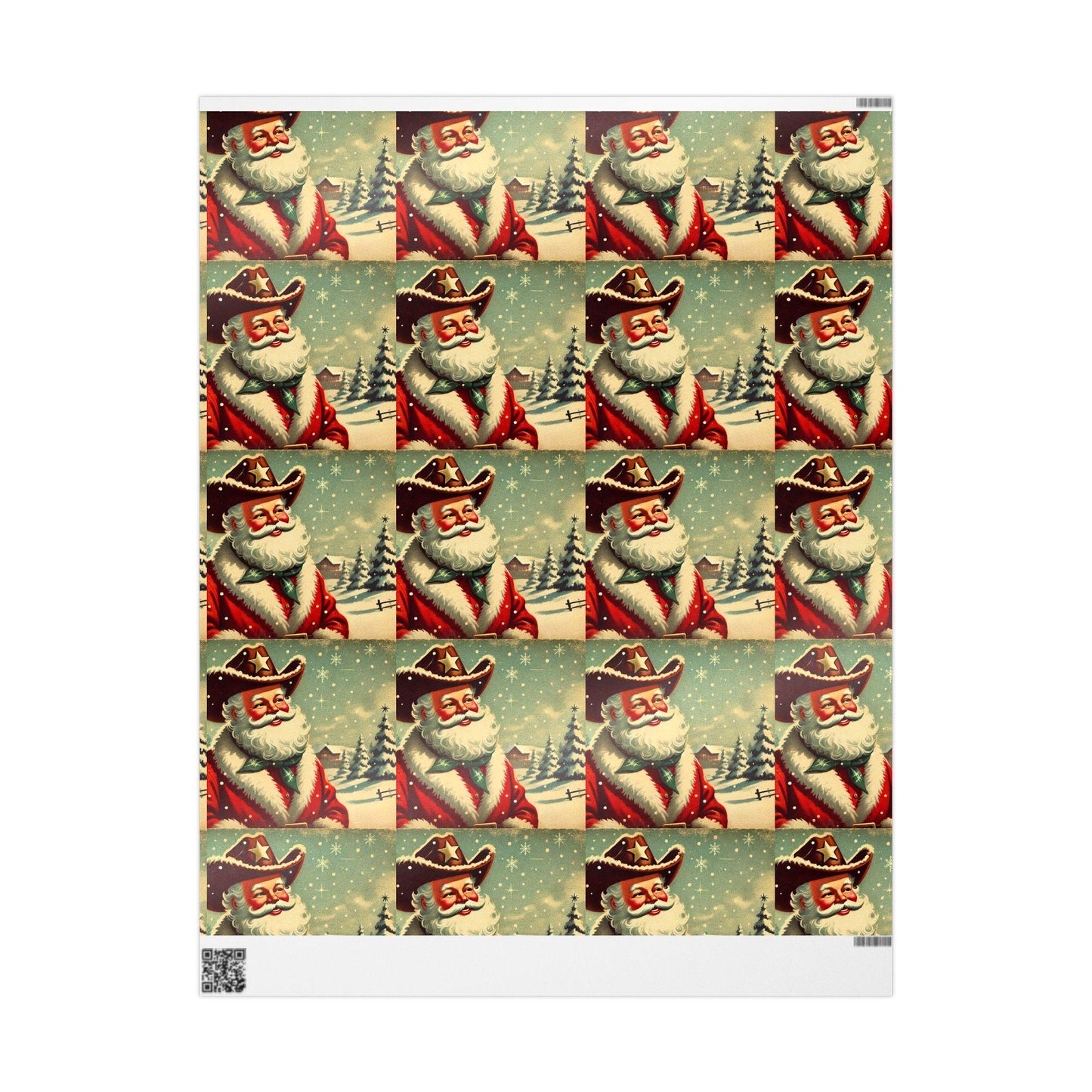 Cowboy Santa Wrapping Paper, Gift Wrap for Christmas Presents, Country Holidays