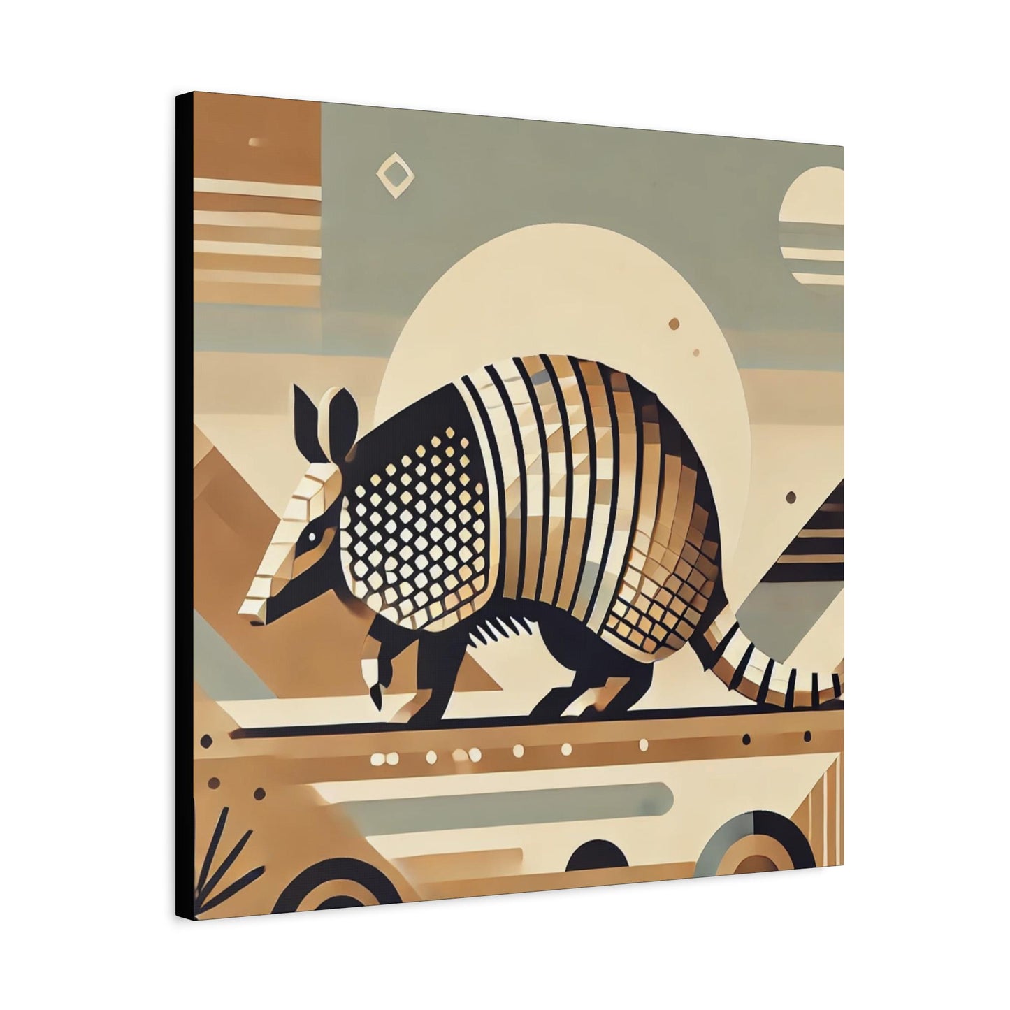 Canvas Print, Armadillo Southwestern Cubist Design, Rustic Home Decor, Animal Lover Gift, Nature Inspired Print, Matte Stretched Wall Art