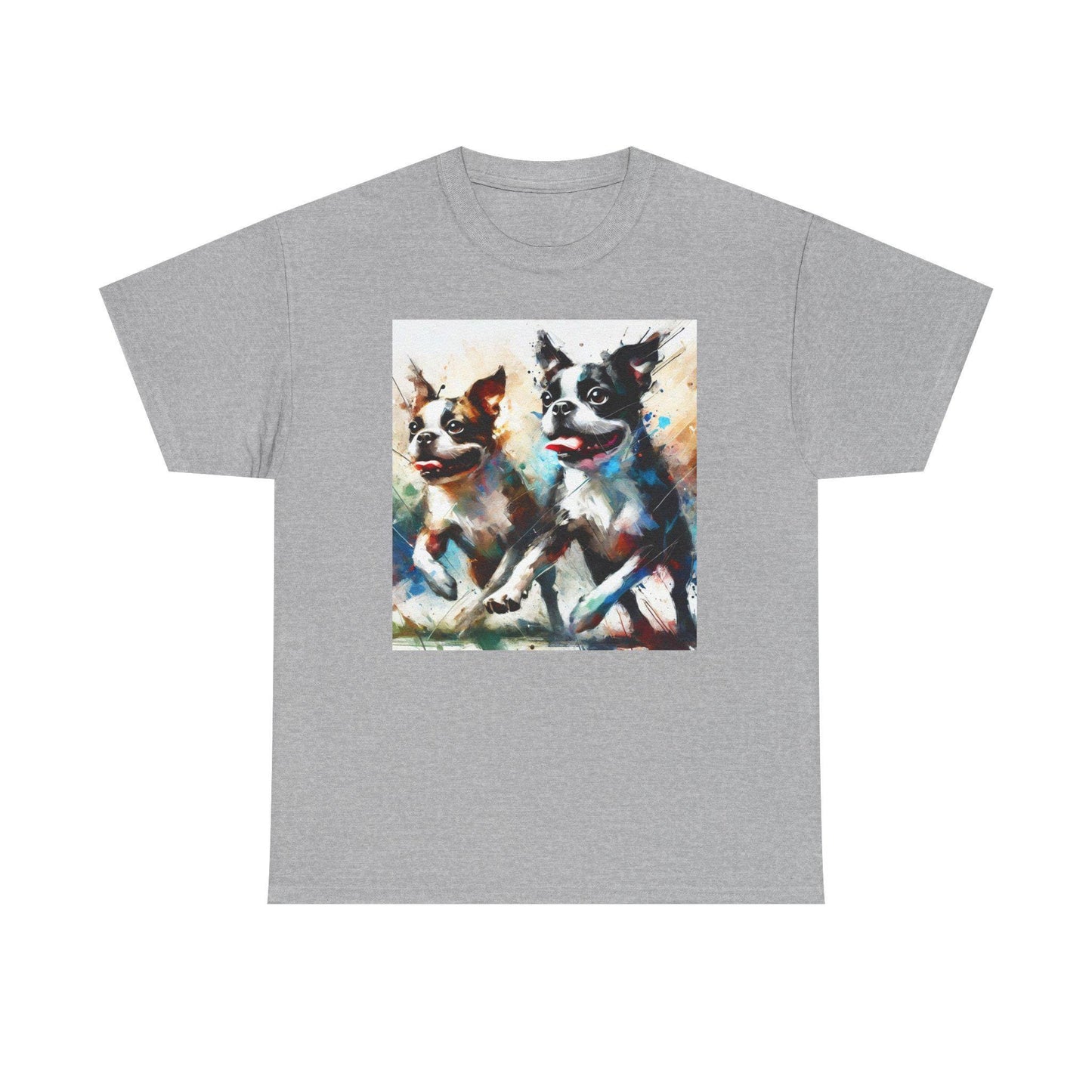 Dog Tee, Boston Terrier Modern Watercolor Design, Unisex LGBT Boston Dog Lover Gift, Gay Graphic Top, Unisex Heavy Cotton T-shirt, 7 Colors