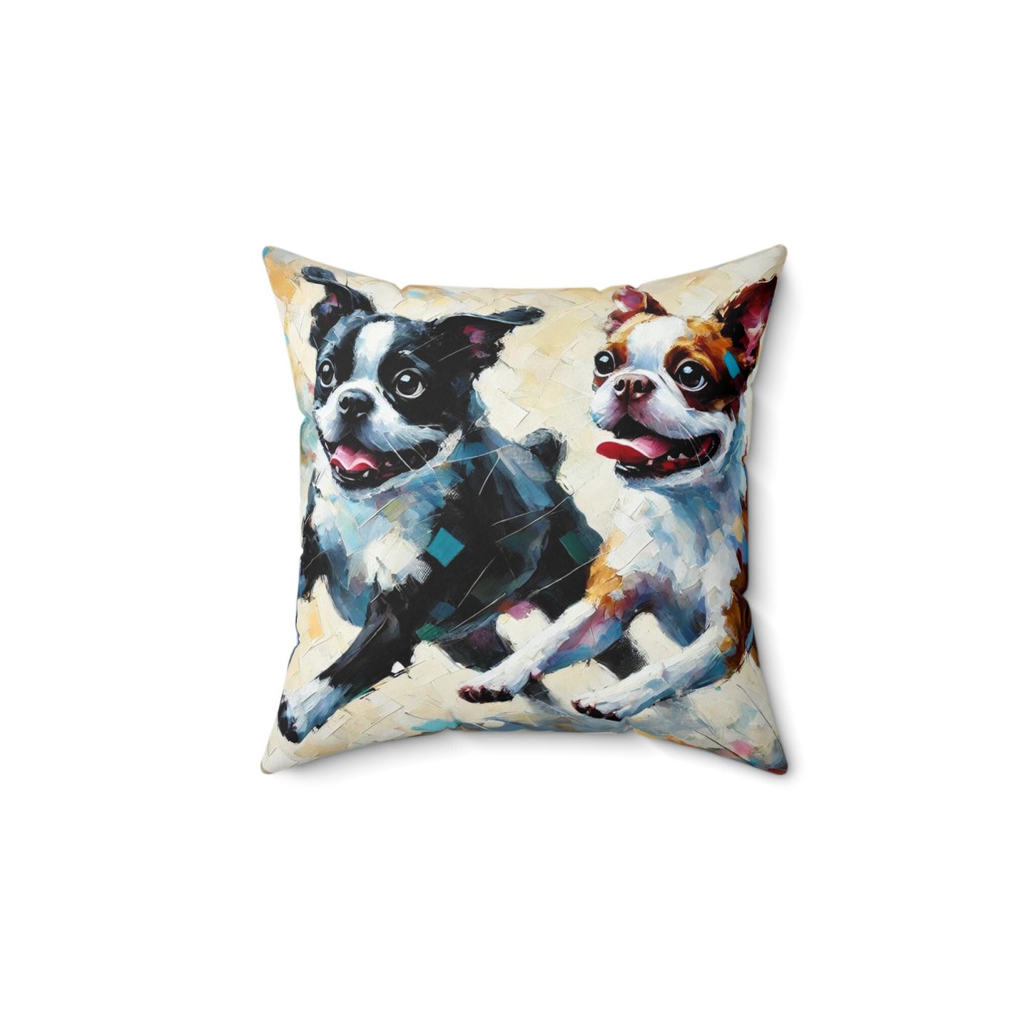 Pillow Boston Terrier Impressionis Design, Unique Housewarming Gift, Modern Art Charm, Soft Throw Pillow, Chic Home Decor, Dog Lover Gift