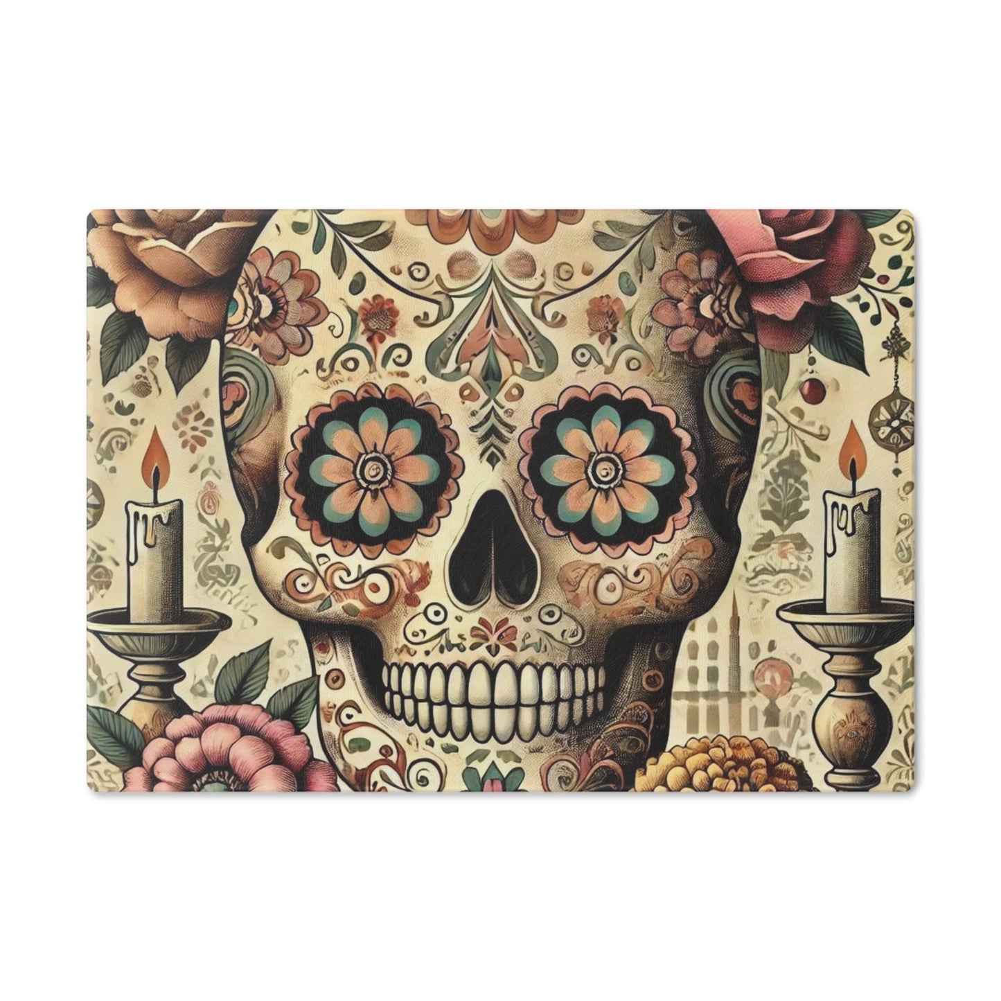 Sugar Skulls Cutting Board, Day of the Dead Kitchen Decor, Housewarming Gift, Foodie Souvenir, Dia de los Muertos
