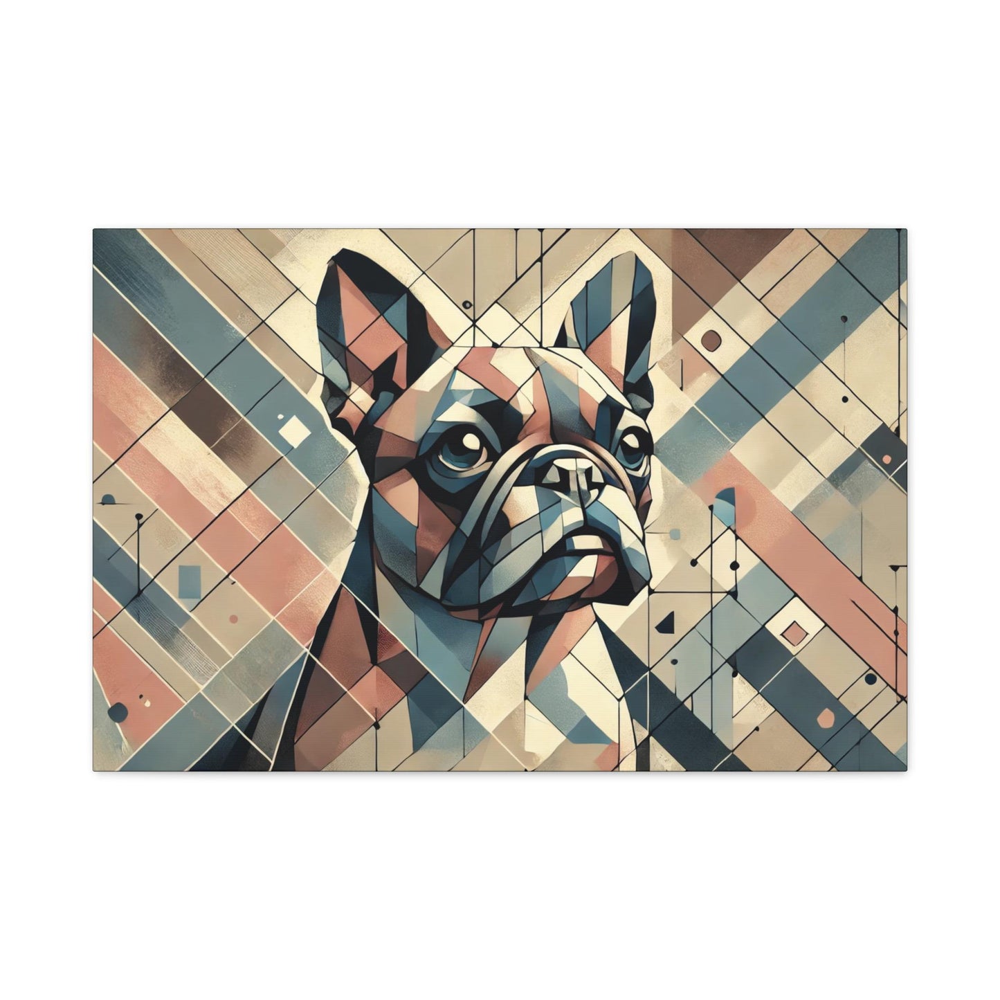Canvas Print French Bulldog Modern Cubist Portrait, LGBT Housewarming Gift, Gay Frenchie Lover, Unique Stretched Wall Art, 7 Sizes
