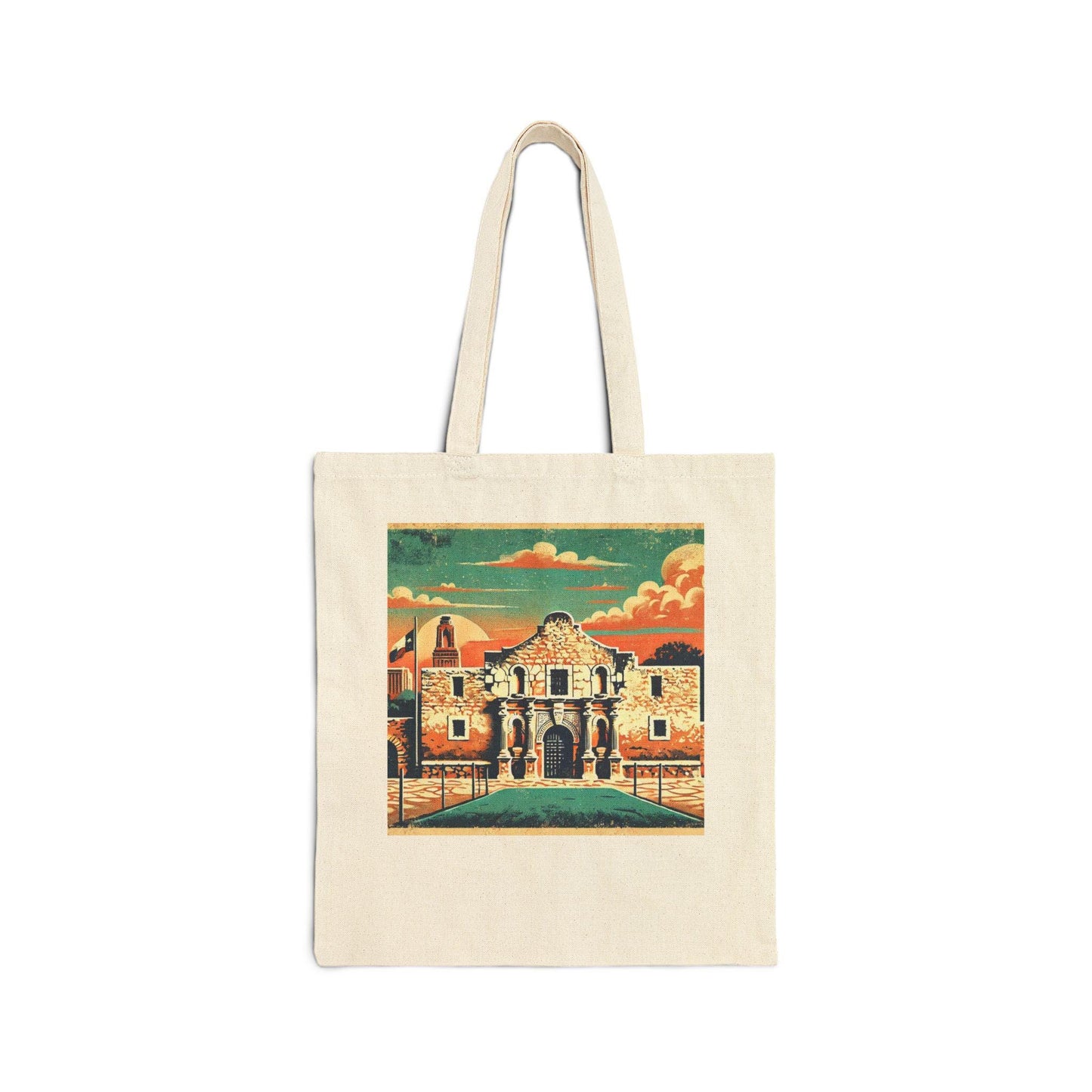 Texas Cotton Canvas Tote Bag, The Alamo Design, Texas Tote, Reusable Grocery Bag, Shopping Bag