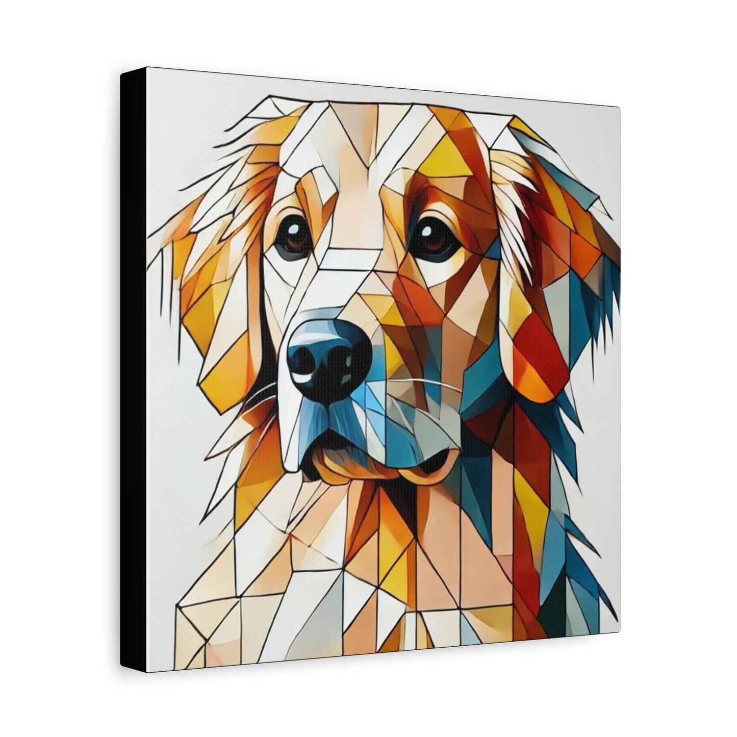 Golden Retriever Matte Canvas Print, Modern Cubist Design, Dog Wall Art, Modern Chic Decor, Unique Housewarming Gift, Golden Dog Lover