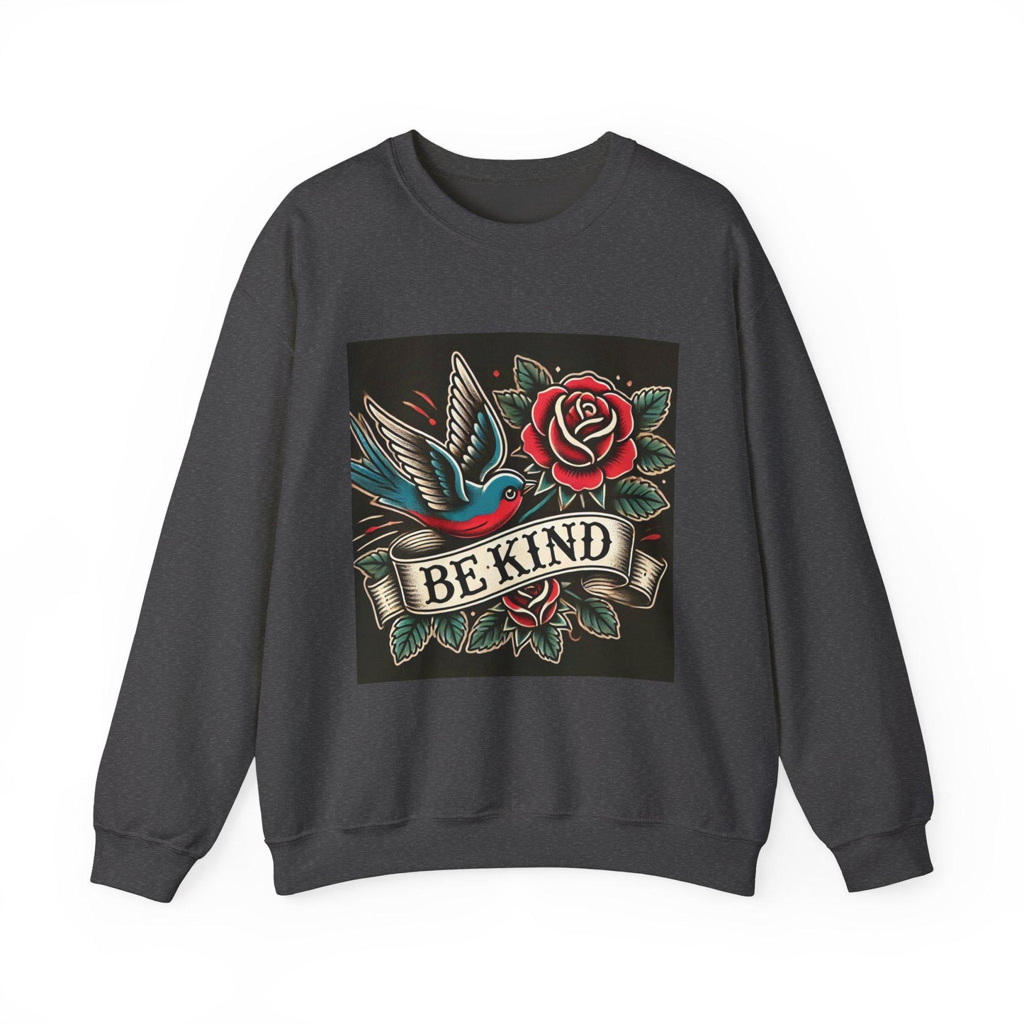 Vintage Tattoo Sweatshirt, BE KIND Tattoo Design, Unisex Crewneck Jumper, Vintage Pullover, Gift for Tattoo Lover, Retro Style
