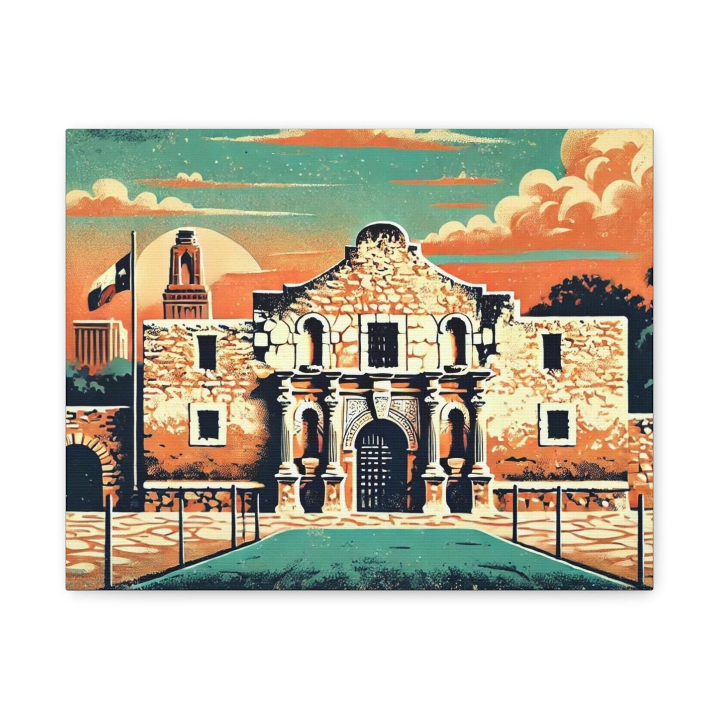 Canvas Print, Alamo San Antonio Texas Wall Art Decor - Housewarming or Birthday Gift, Rustic Charm, Matte Stretched, 1 25" - Home Office