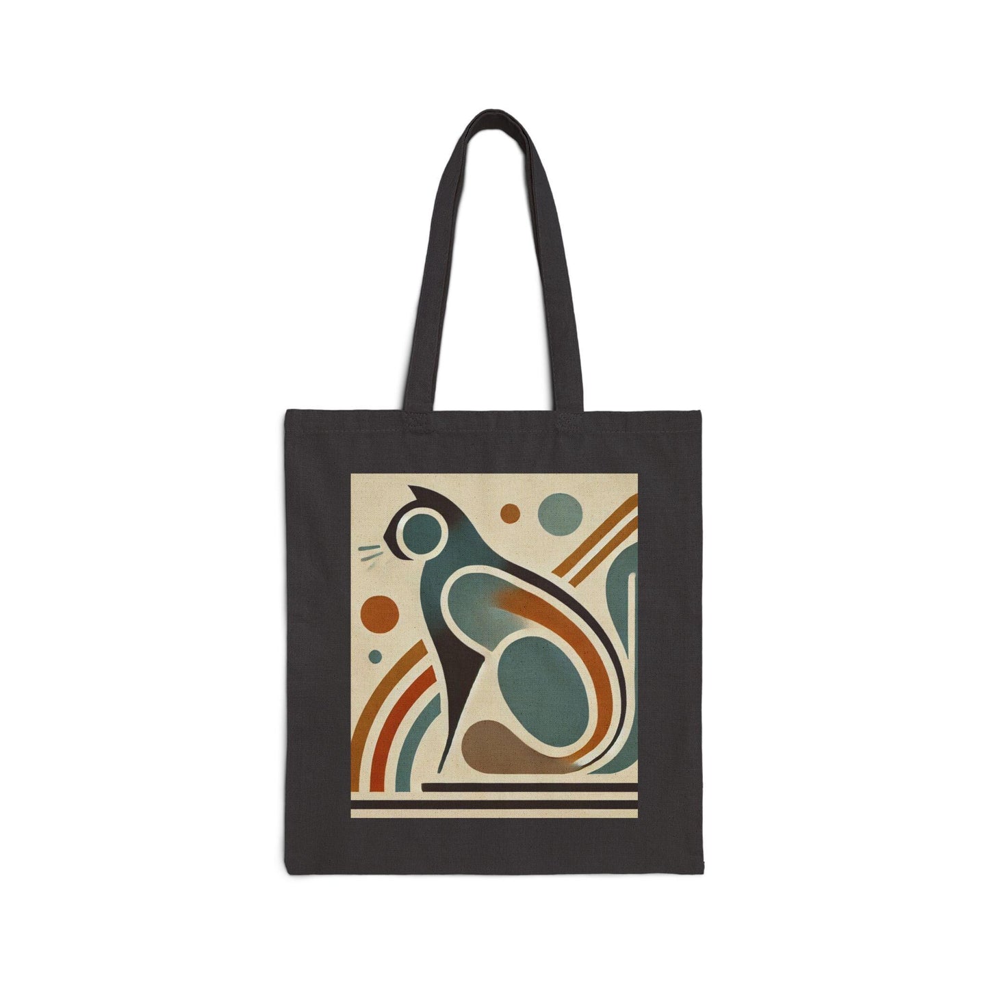 Mid-Century Modern Cotton Canvas Tote Bag - Cat Lover Gift, Retro Shoulder Bag, Cat Parent Shopping Bag, Vintage Tote, Book Lover